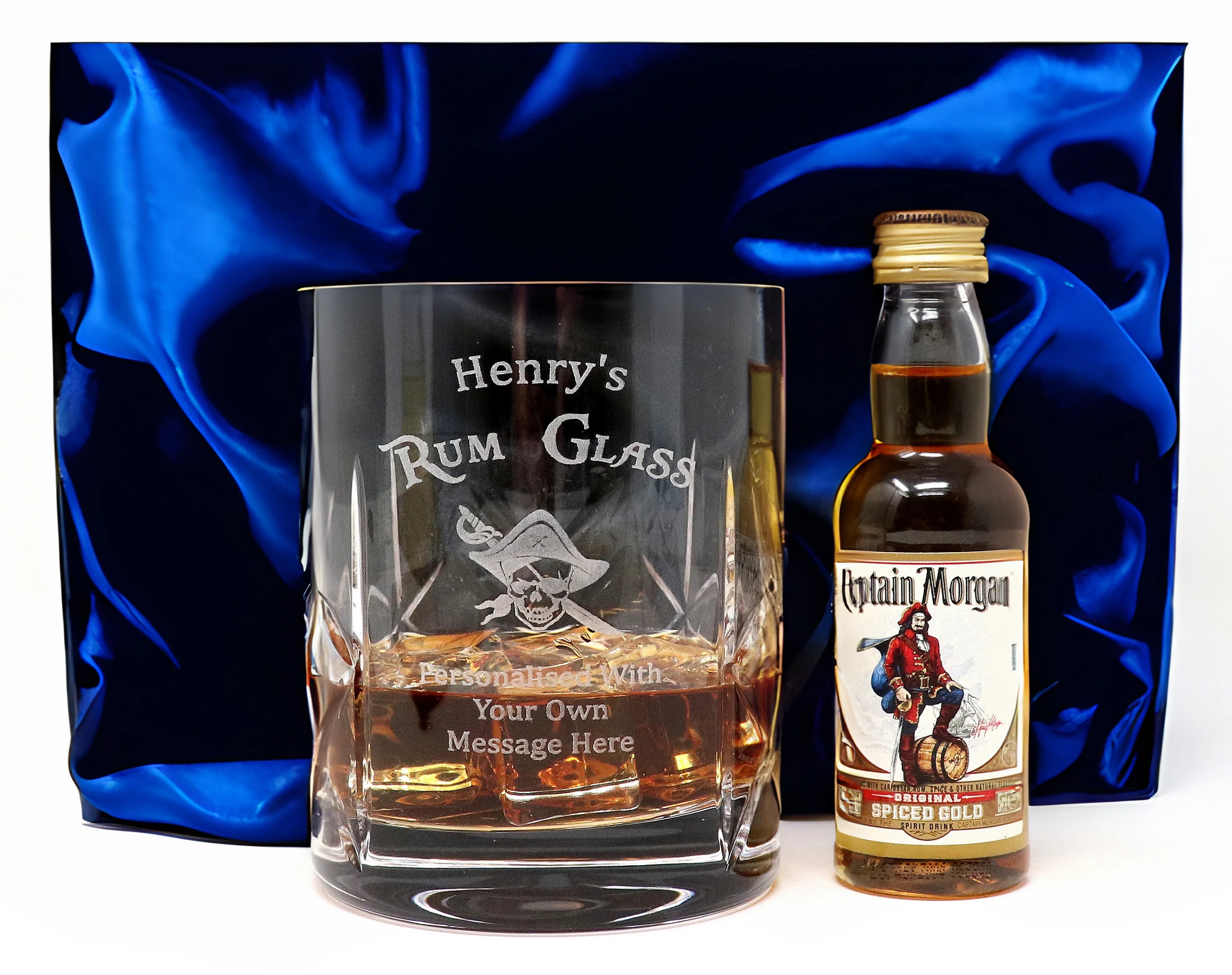 Personalised Crystal Glass Tumbler & Miniature - Rum Design - Image 3
