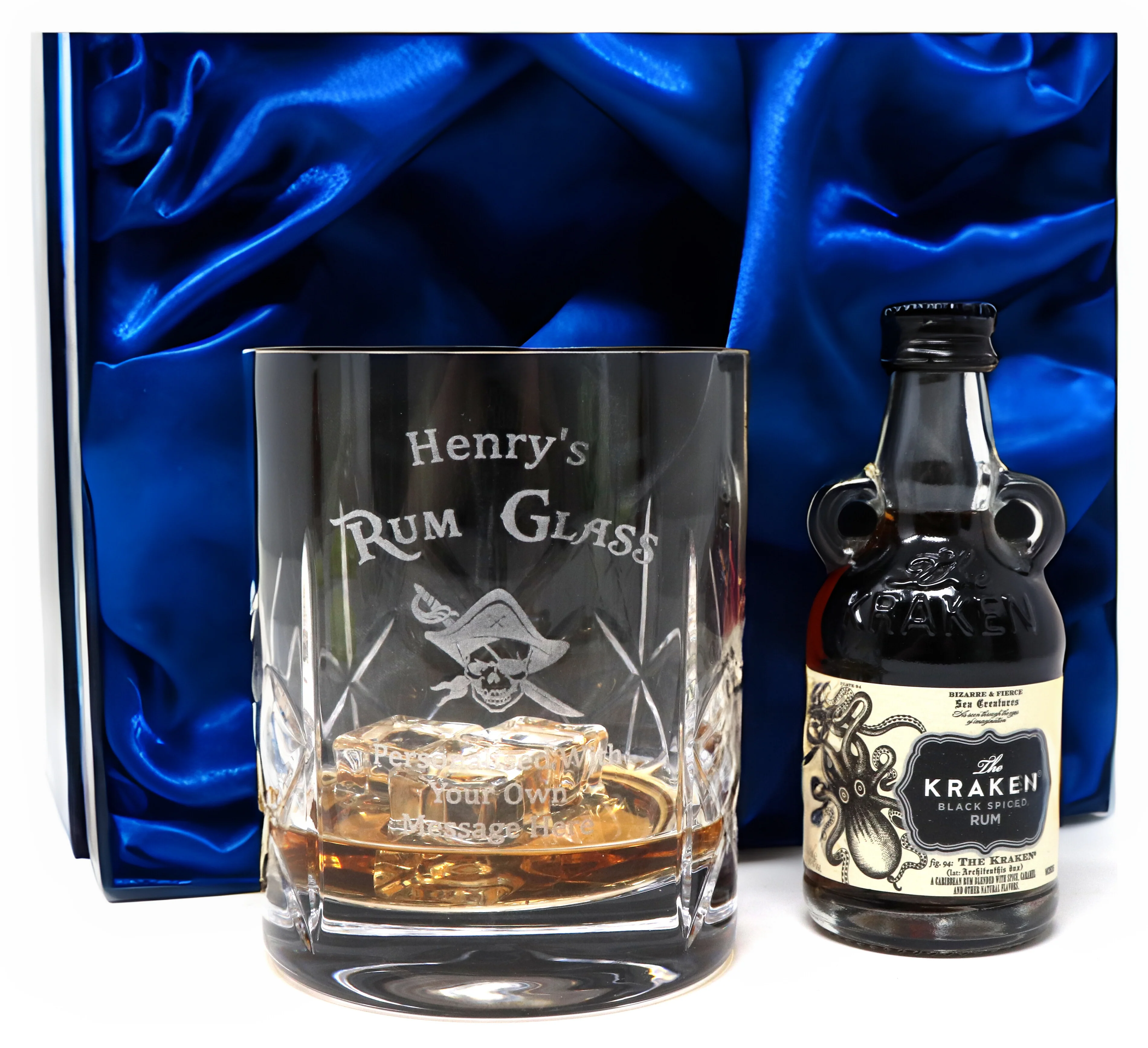 Personalised Crystal Glass Tumbler & Miniature - Rum Design - Image 4