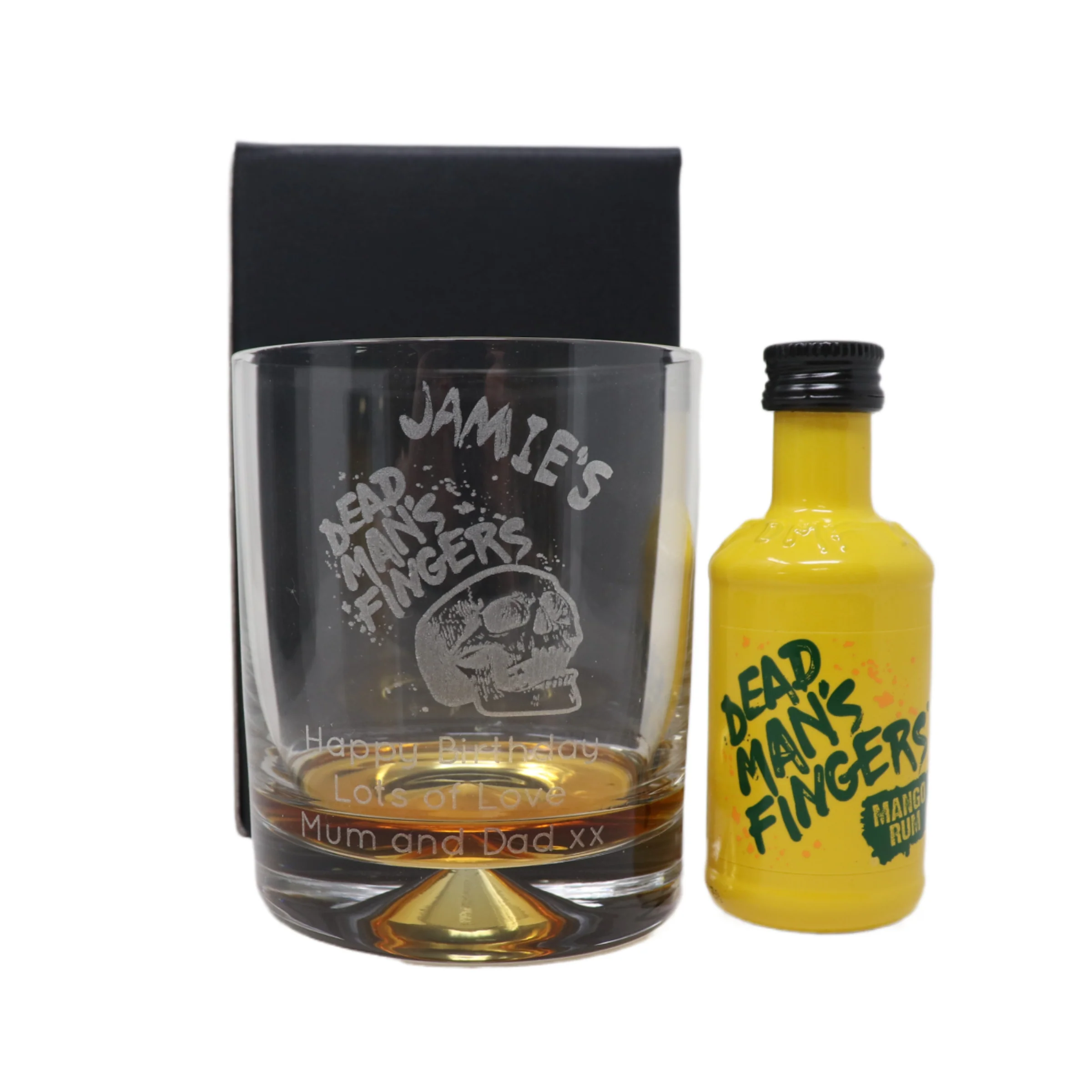 Personalised Dead Man's Fingers Rum Glass Tumbler & Miniature Rum Gift Set - Image 5