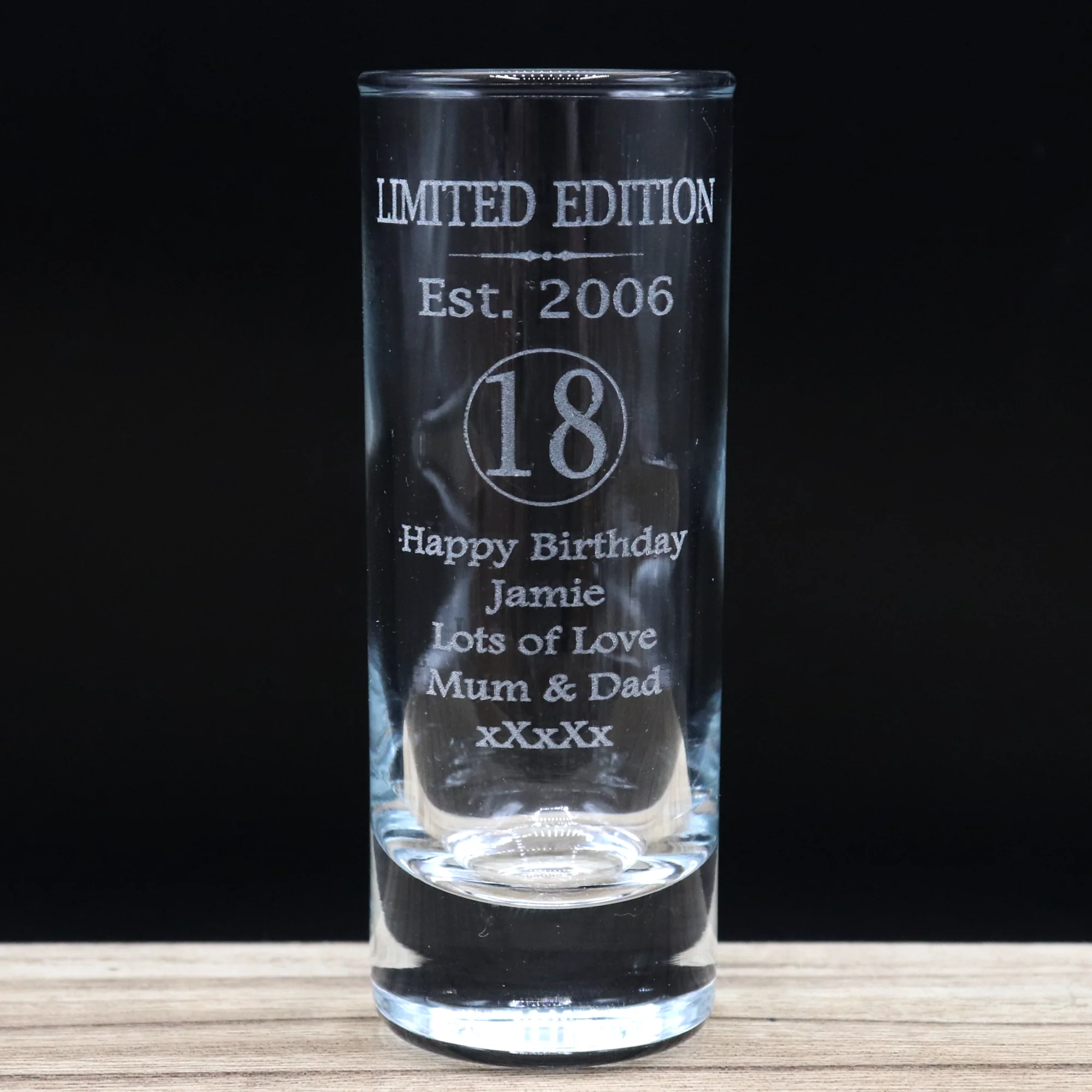 Personalised 18th Birthday Est 2006 Limited Edition Shot Glass & Heart Photo Miniature Alcohol Gift Set - Image 3