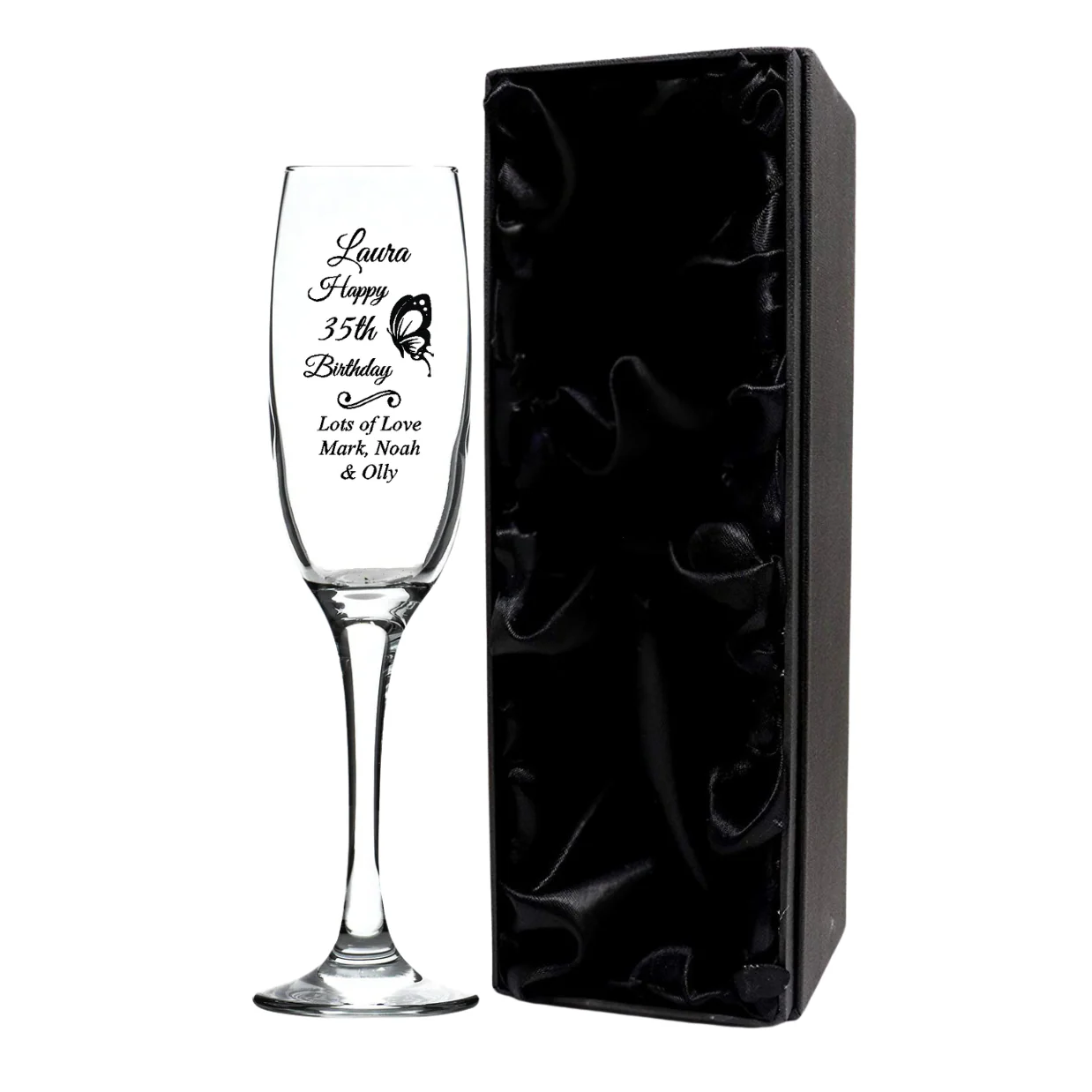 Personalised Fusion Prosecco Flute - Birthday Butterfly Design - Image 2
