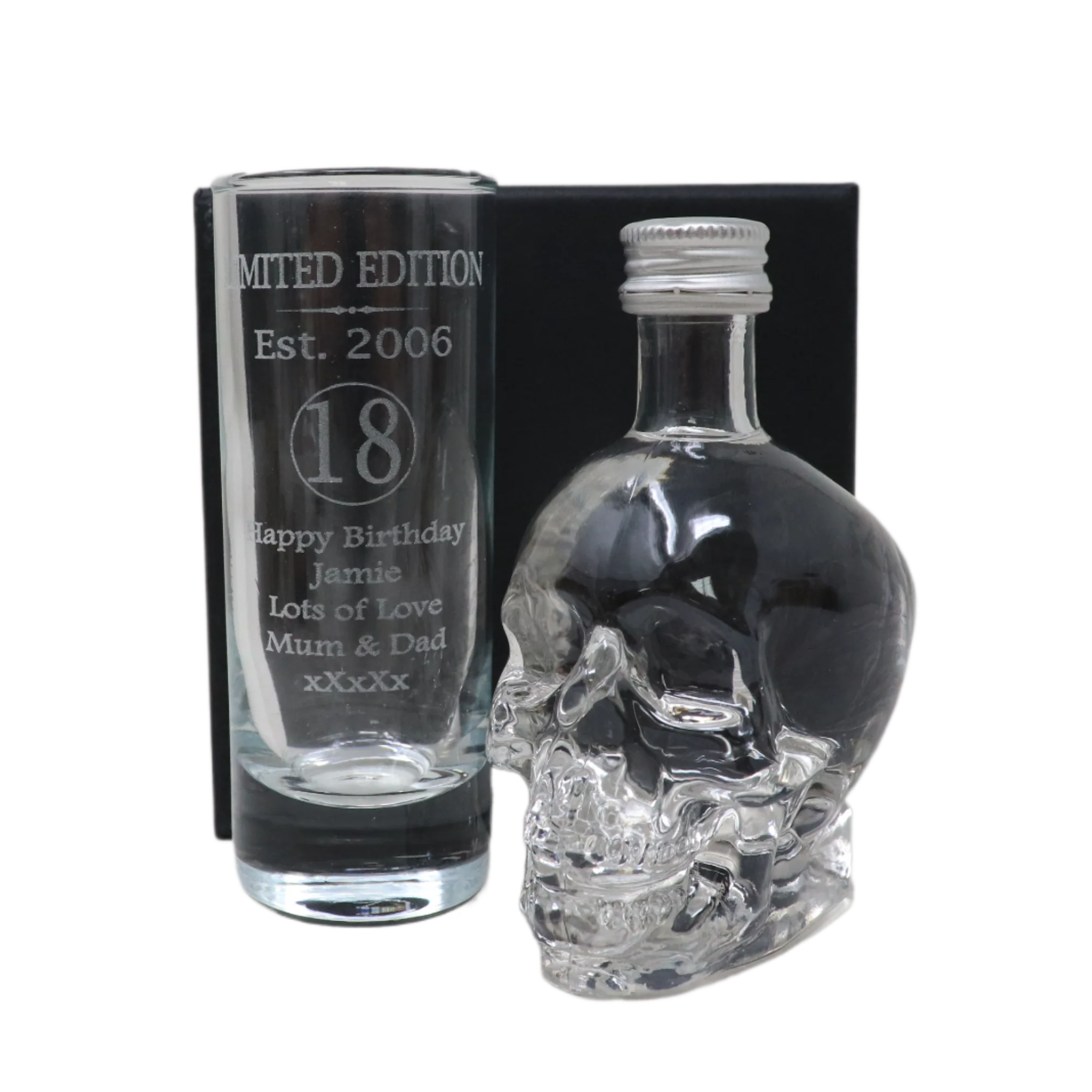 Personalised 18th Birthday Est 2006 Limited Edition Shot Glass & Miniature Alcohol Bottle - Image 3