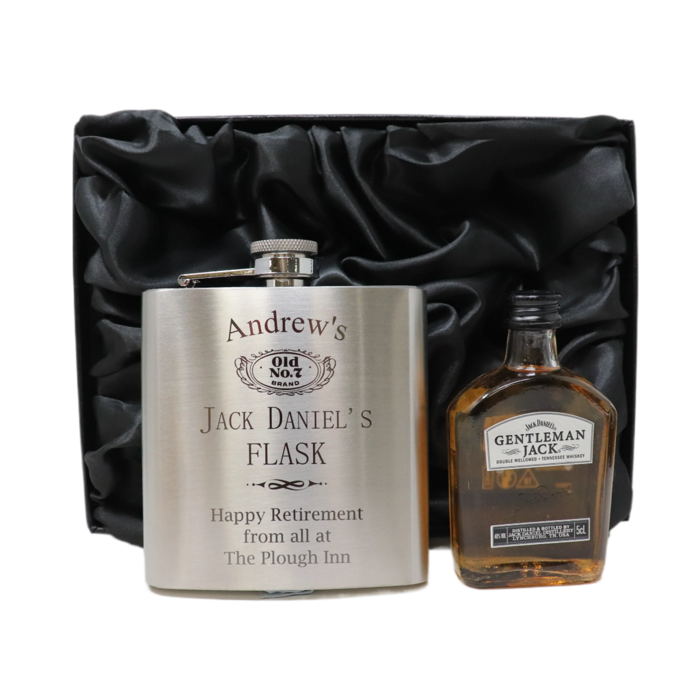 Personalised Silver Hip Flask & Miniature Alcohol - Jack Daniels Design - Image 11