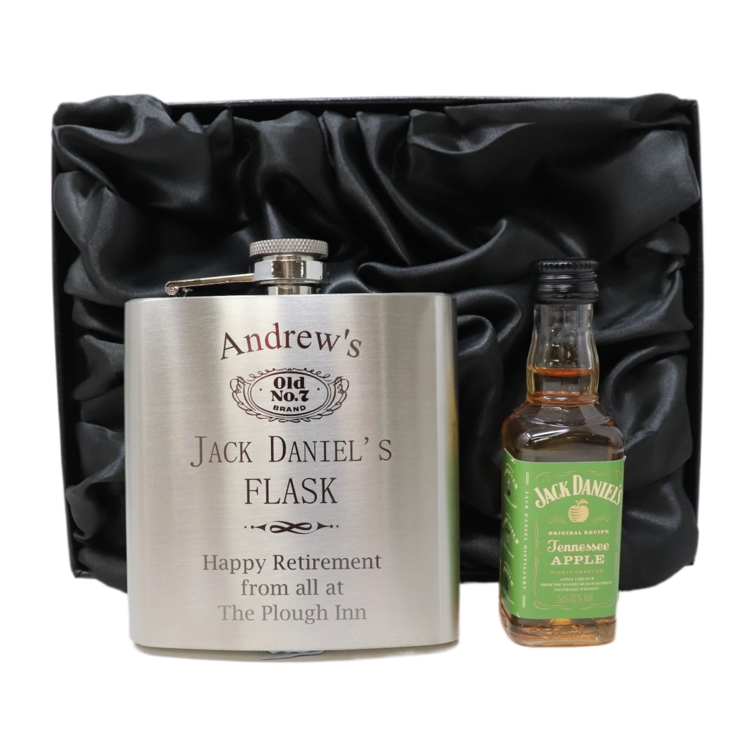 Personalised Silver Hip Flask & Miniature Alcohol - Jack Daniels Design - Image 13