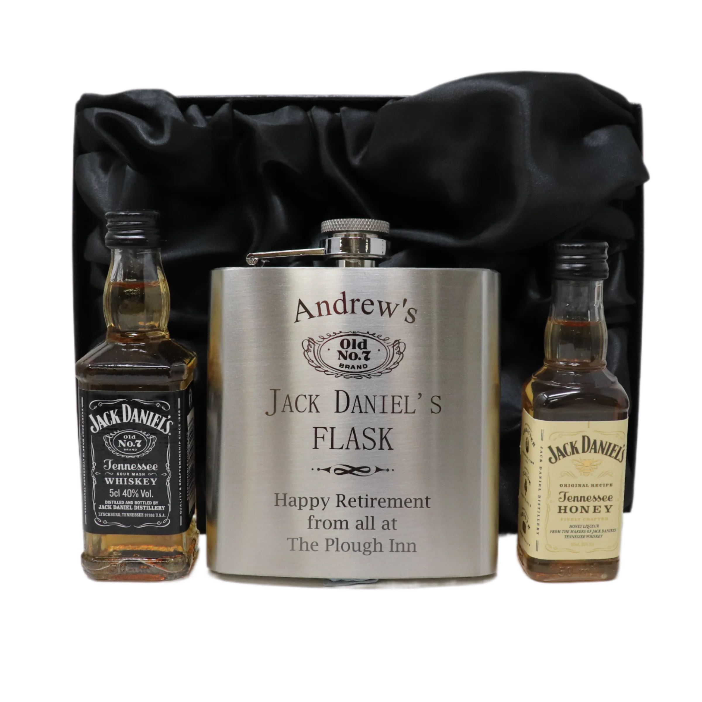 Personalised Silver Hip Flask & Miniature Alcohol - Jack Daniels Design - Image 15