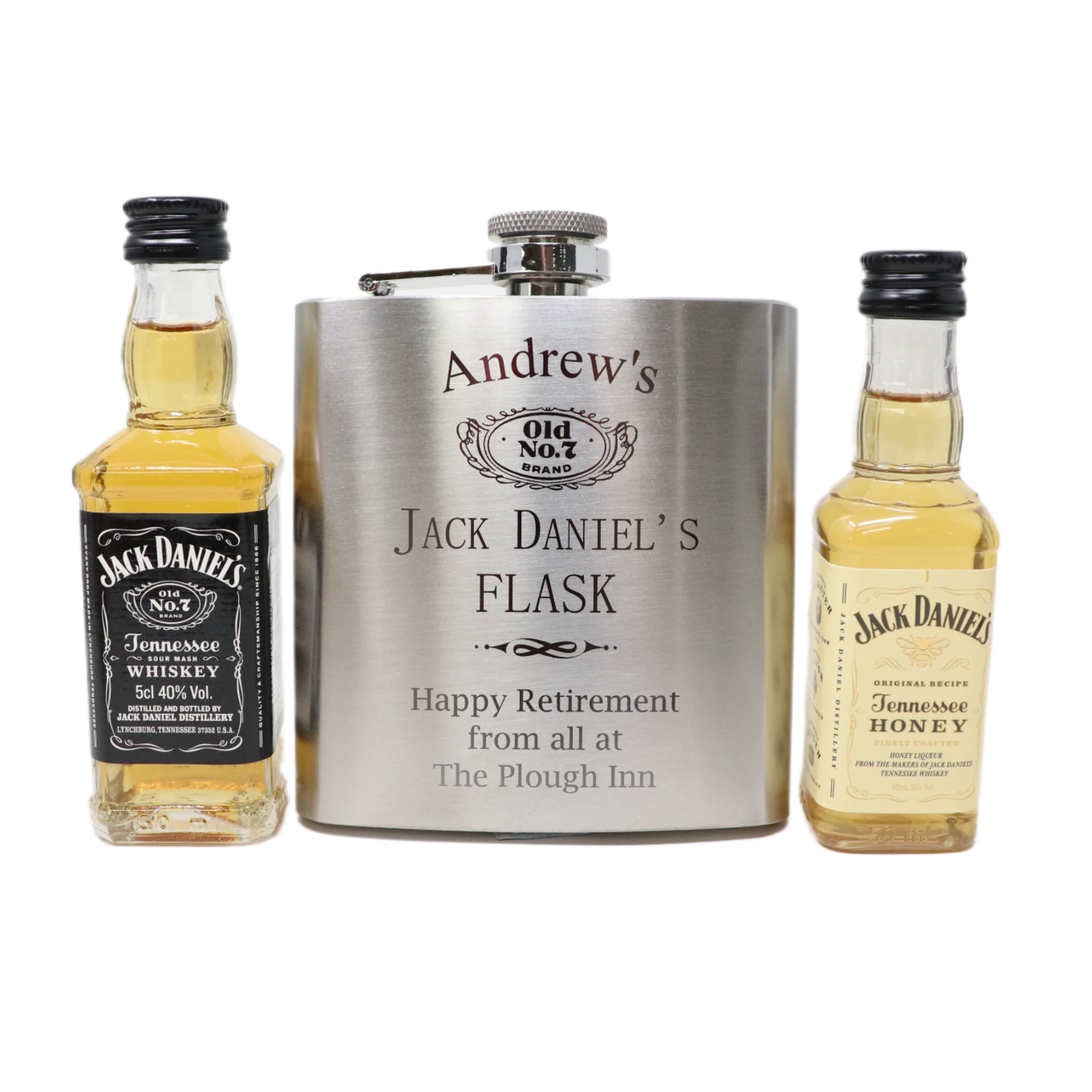 Personalised Silver Hip Flask & Miniature Alcohol - Jack Daniels Design - Image 16