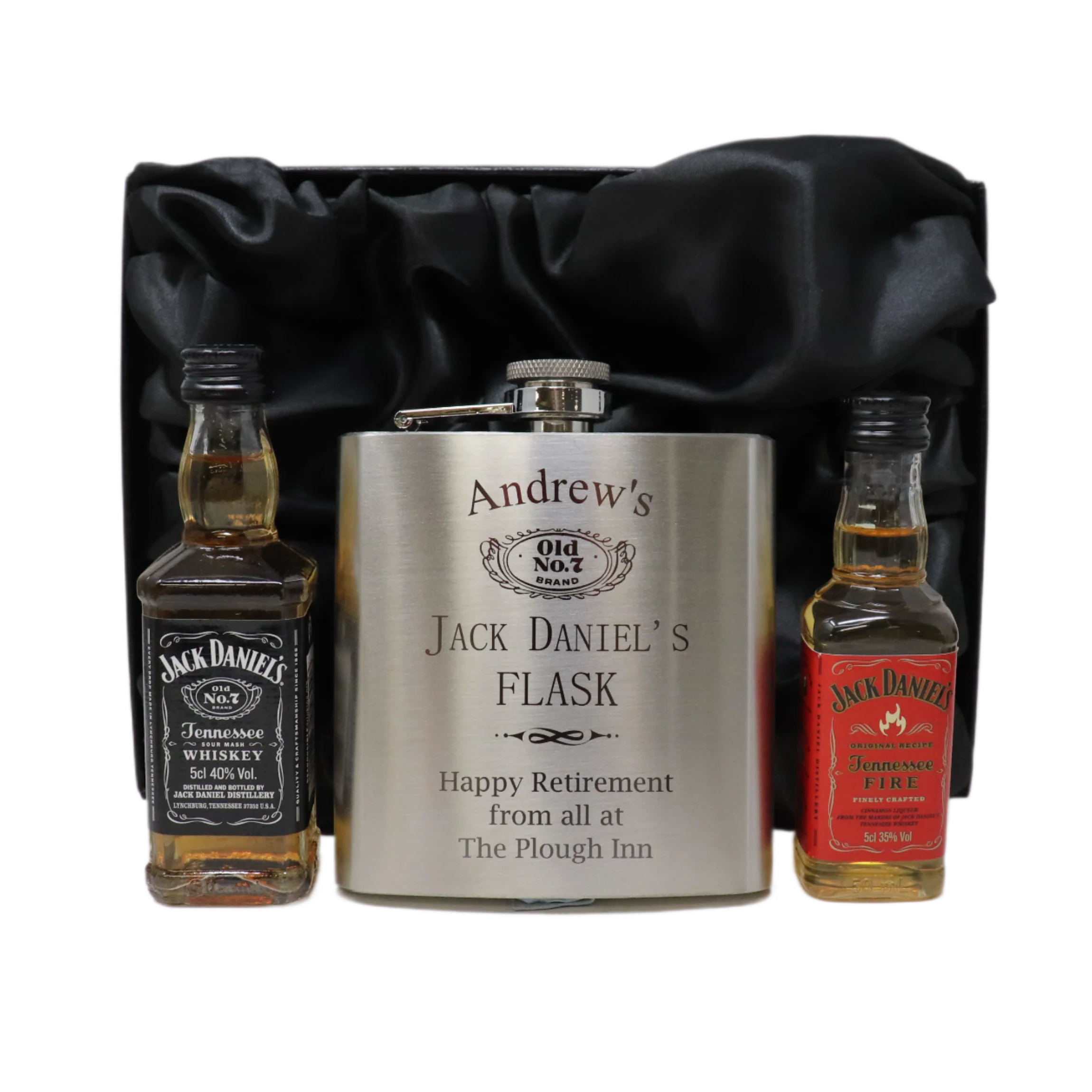 Personalised Silver Hip Flask & Miniature Alcohol - Jack Daniels Design - Image 17
