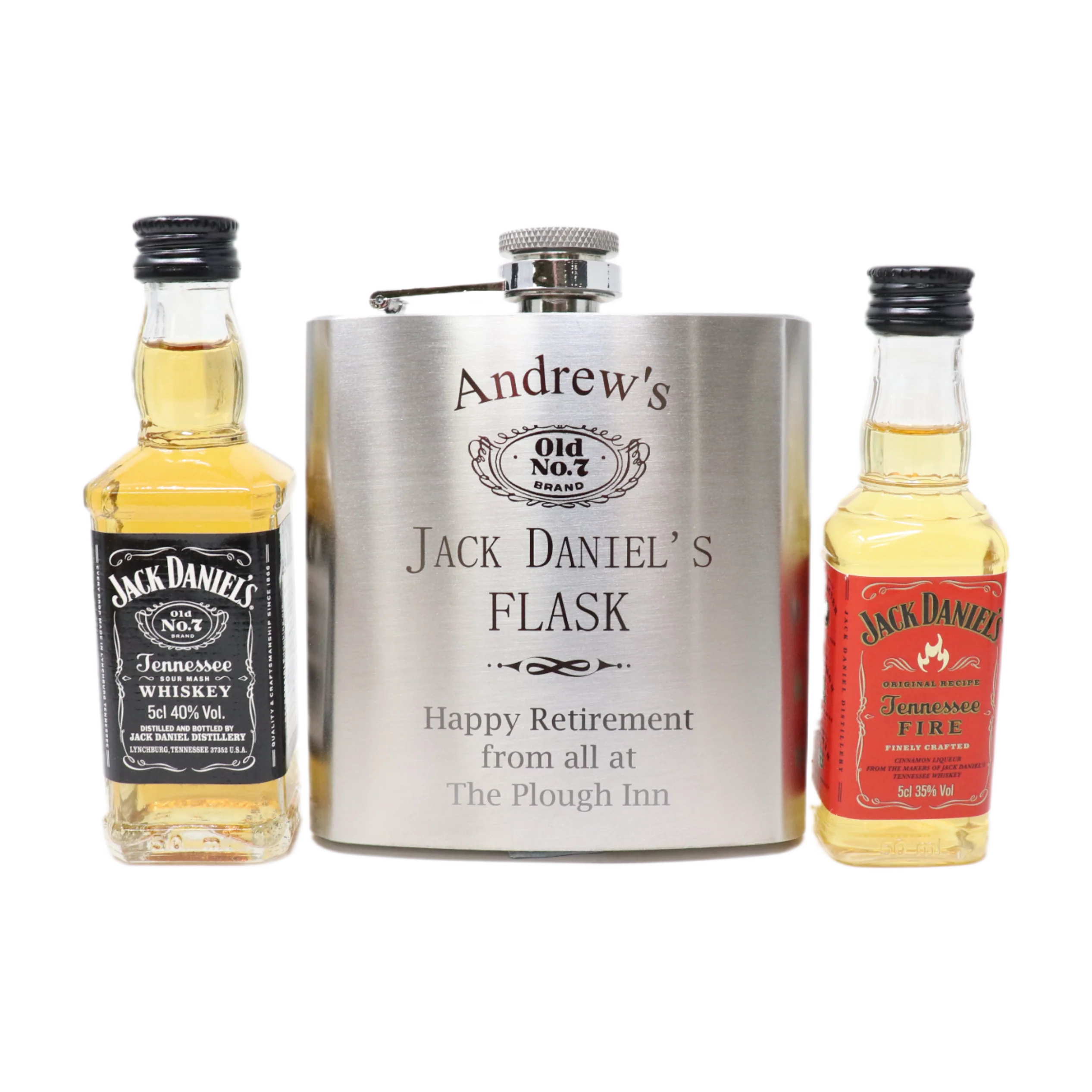 Personalised Silver Hip Flask & Miniature Alcohol - Jack Daniels Design - Image 18