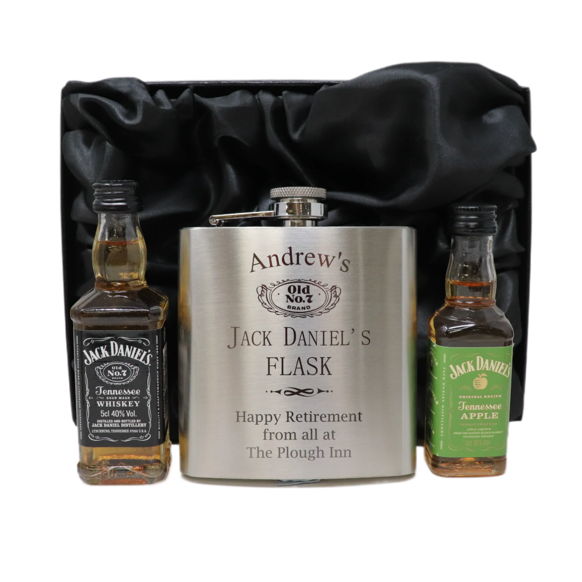 Personalised Silver Hip Flask & Miniature Alcohol - Jack Daniels Design - Image 19