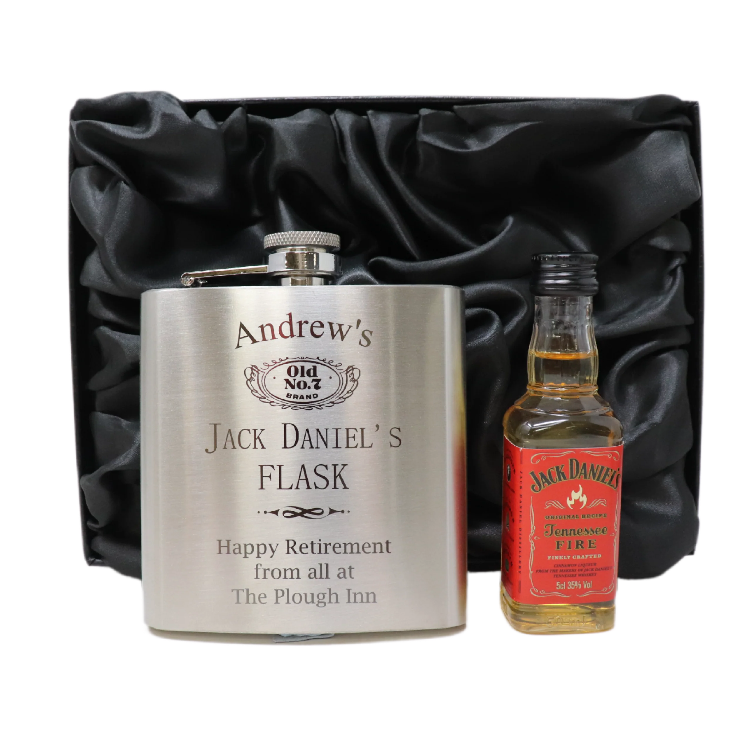 Personalised Silver Hip Flask & Miniature Alcohol - Jack Daniels Design - Image 7