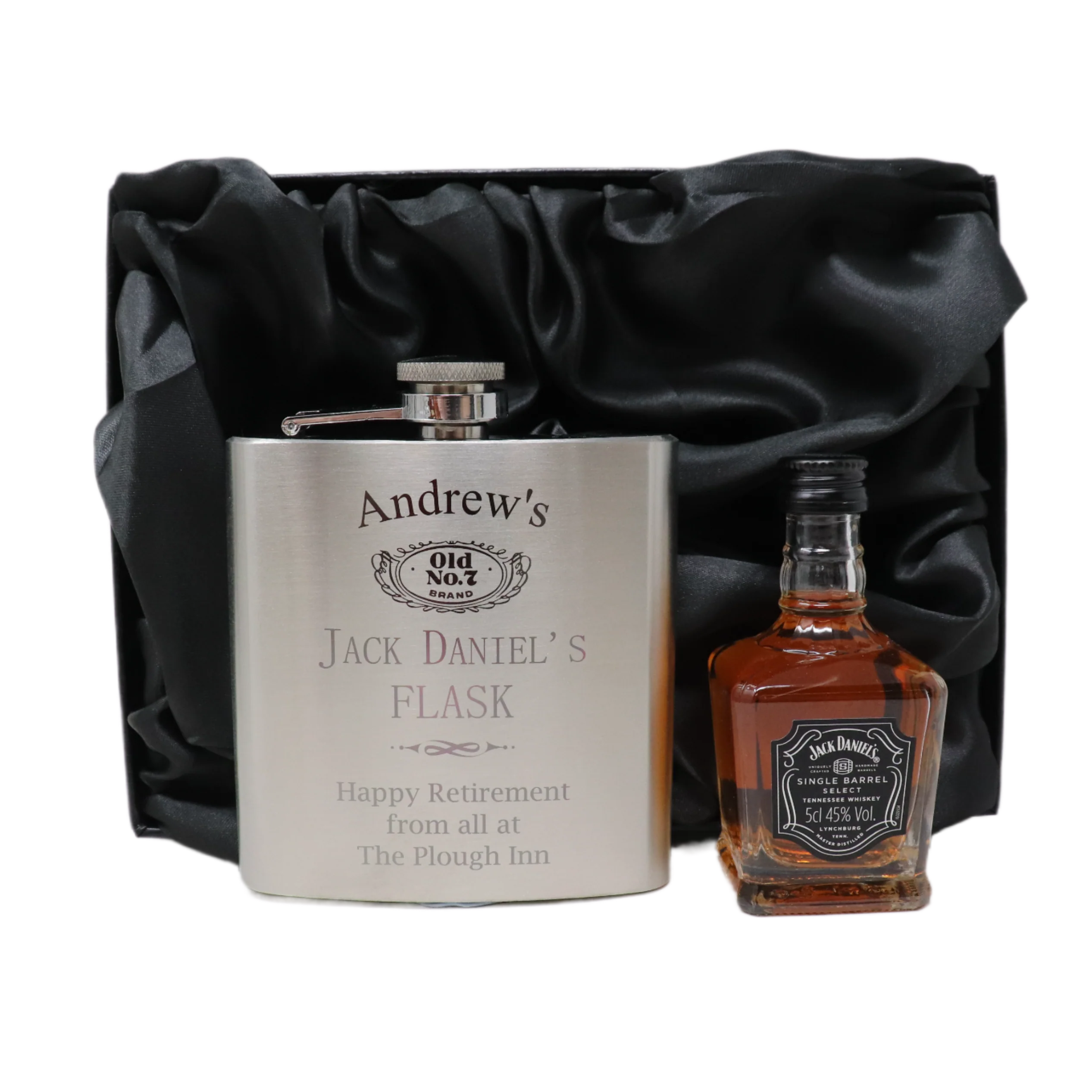 Personalised Silver Hip Flask & Miniature Alcohol - Jack Daniels Design - Image 9