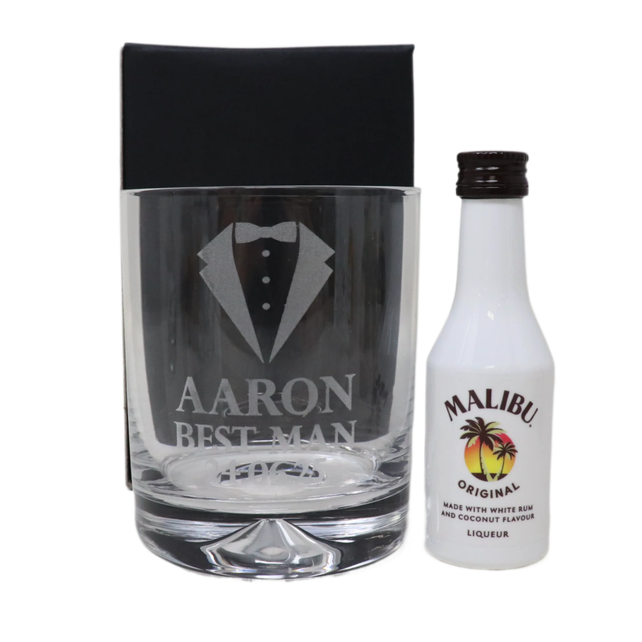 Personalised Best Man Wedding Glass Tumbler & Miniature Alcohol Gift Set - Image 15