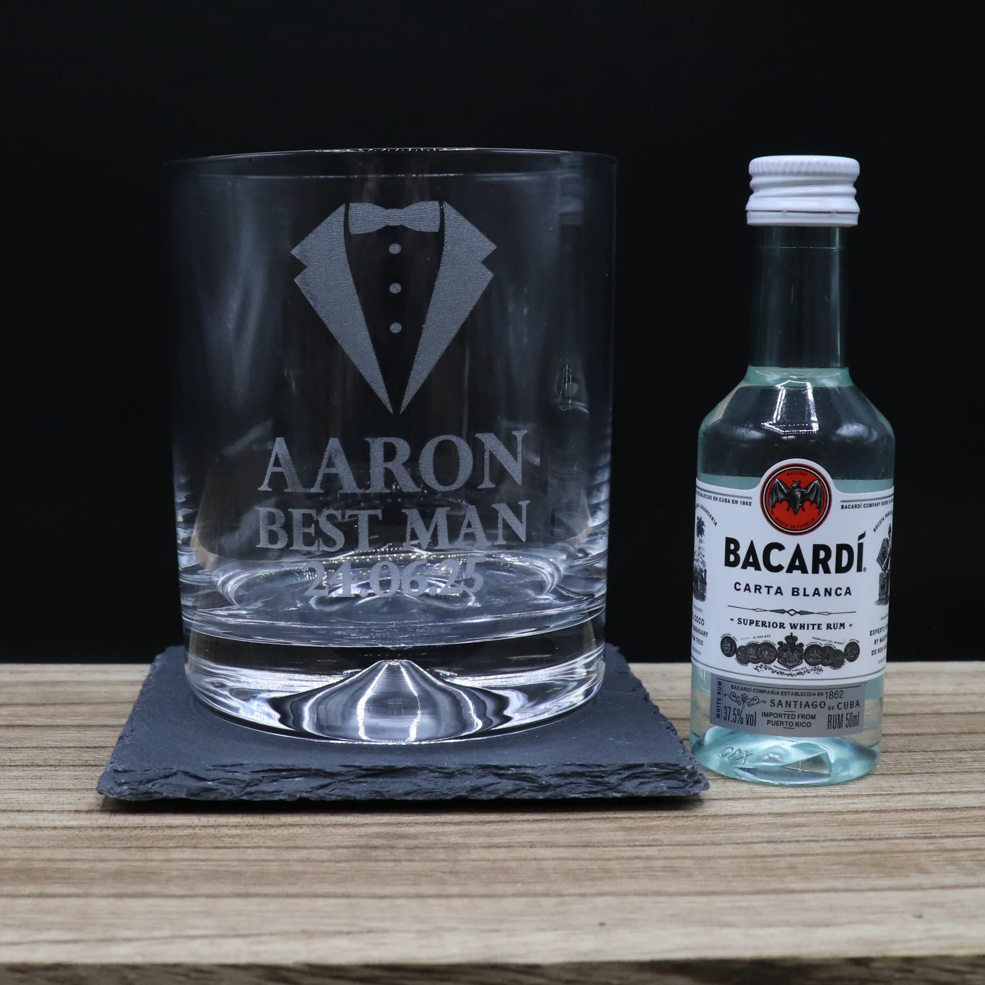 Personalised Best Man Wedding Glass Tumbler & Miniature Alcohol Gift Set - Image 2