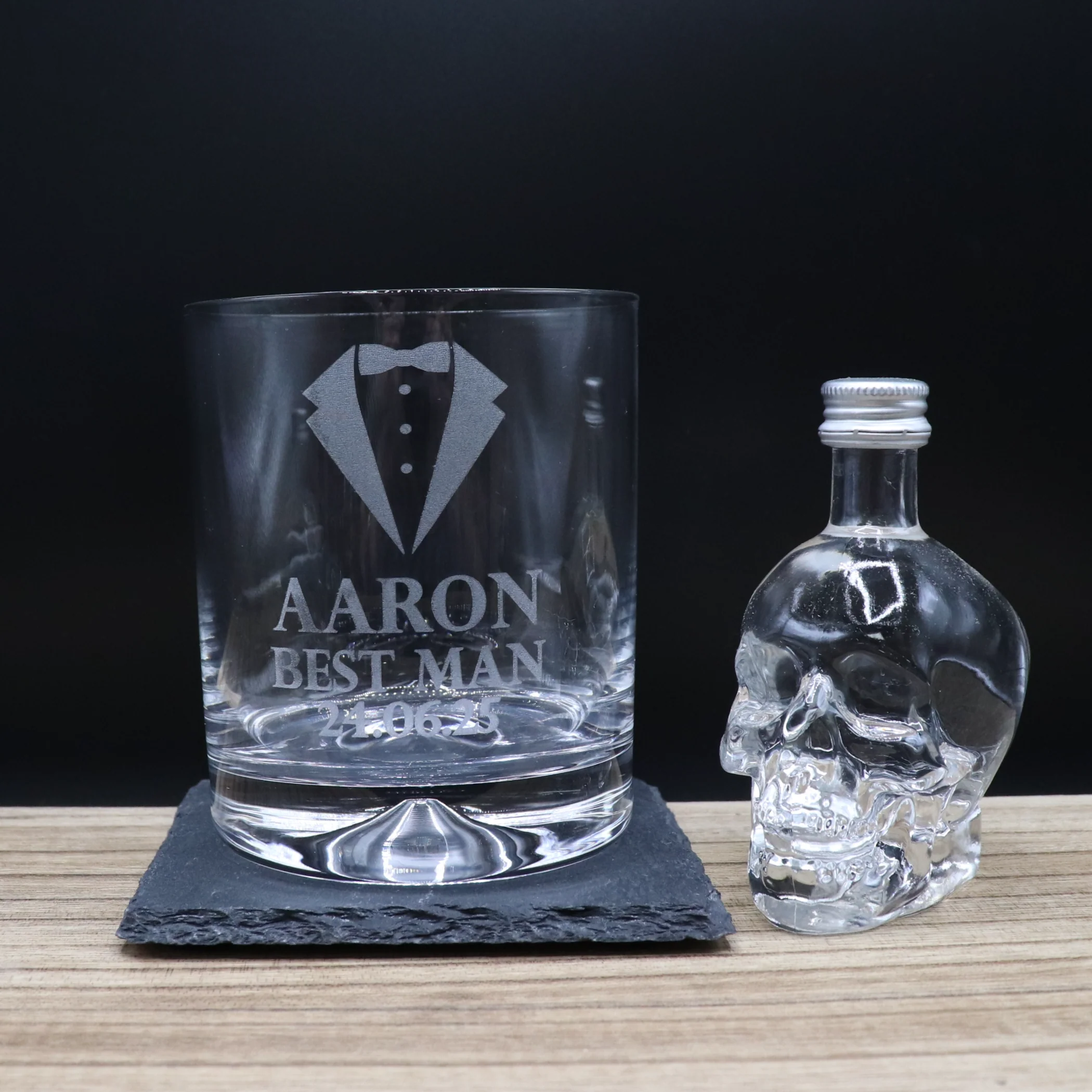 Personalised Best Man Wedding Glass Tumbler & Miniature Alcohol Gift Set - Image 3