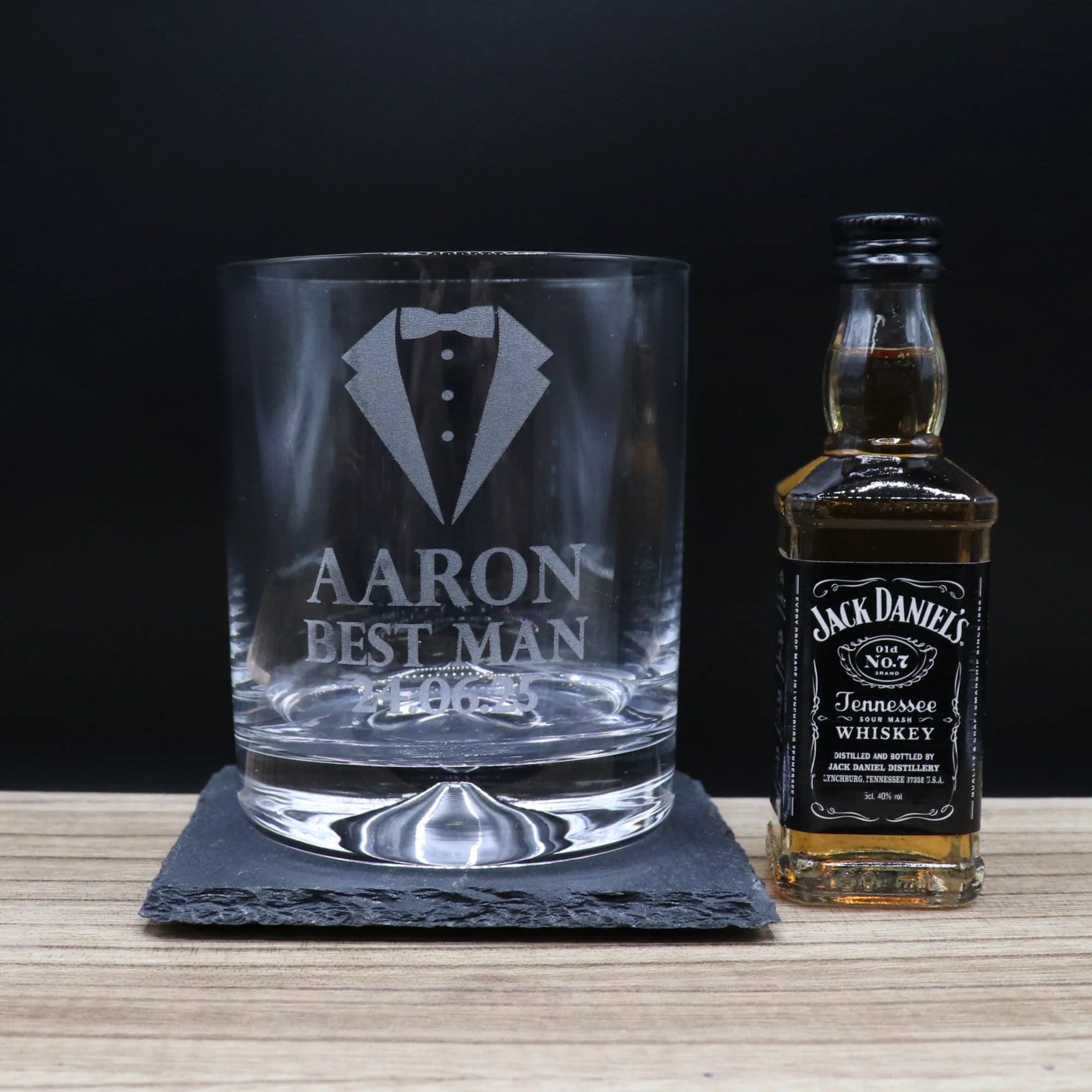 Personalised Best Man Wedding Glass Tumbler & Miniature Alcohol Gift Set - Image 4