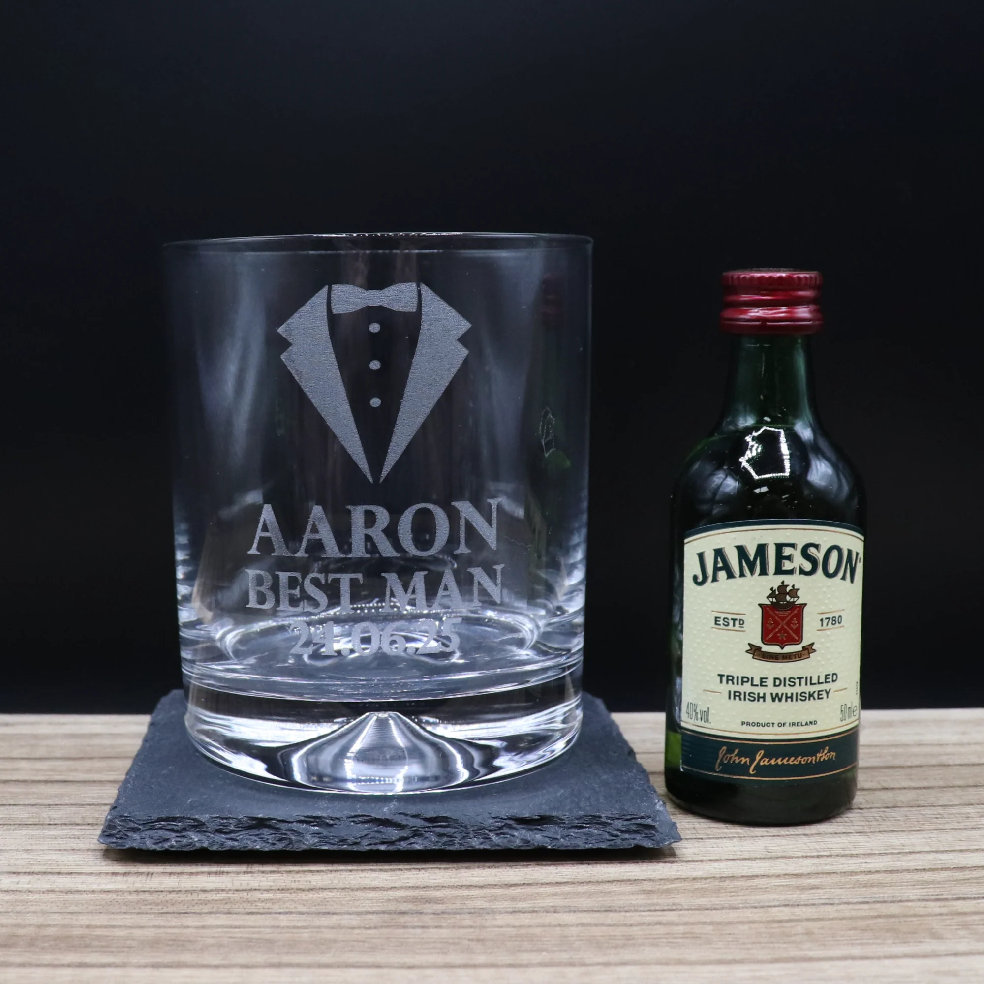 Personalised Best Man Wedding Glass Tumbler & Miniature Alcohol Gift Set - Image 5