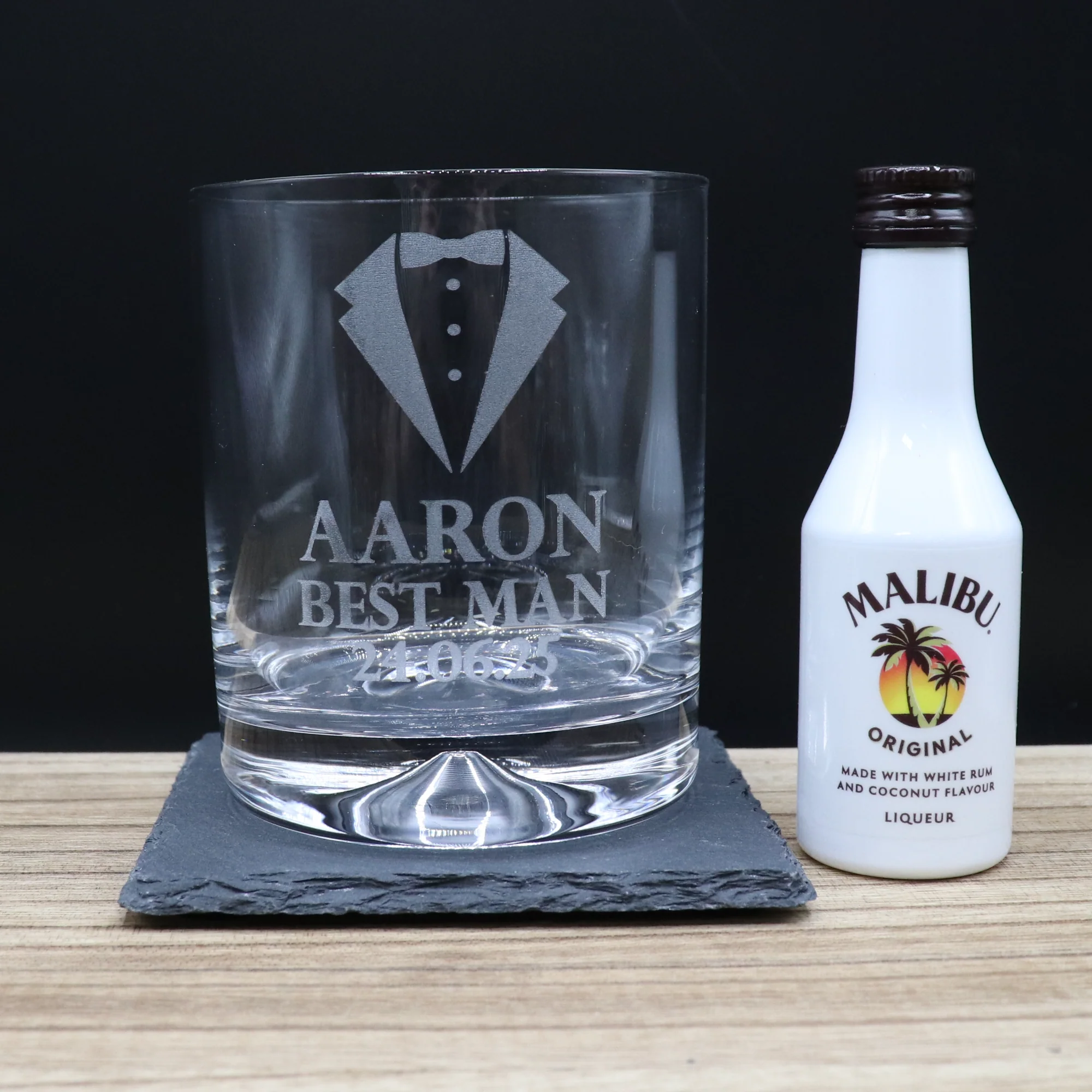 Personalised Best Man Wedding Glass Tumbler & Miniature Alcohol Gift Set - Image 7