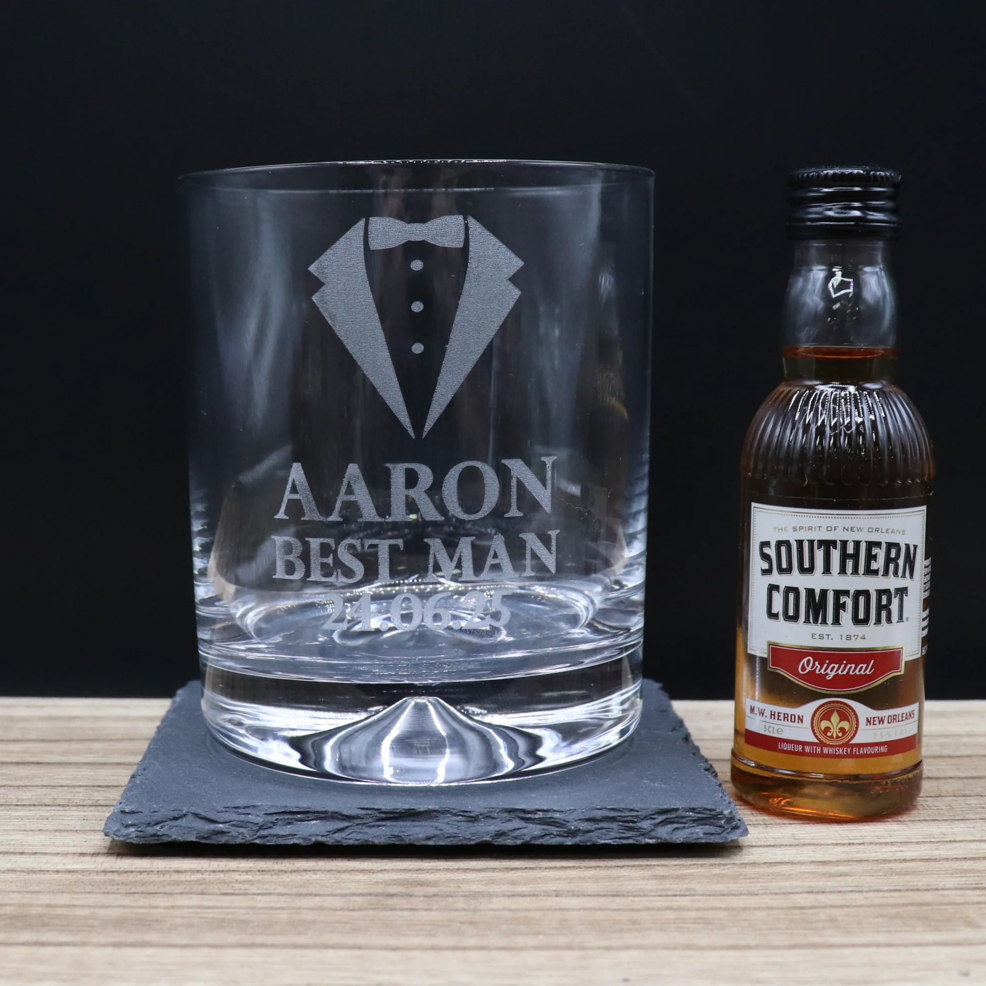 Personalised Best Man Wedding Glass Tumbler & Miniature Alcohol Gift Set - Image 8