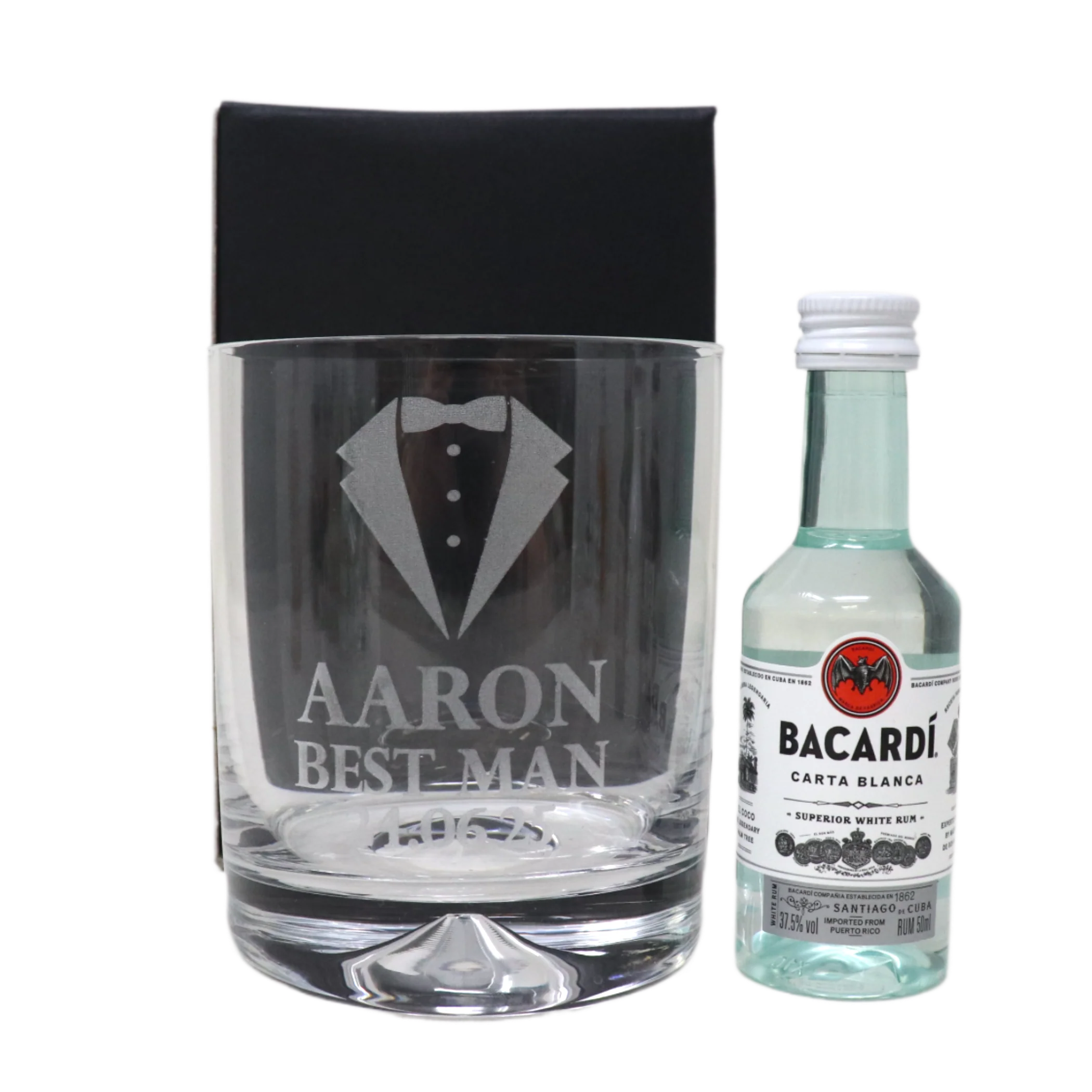 Personalised Best Man Wedding Glass Tumbler & Miniature Alcohol Gift Set - Image 9