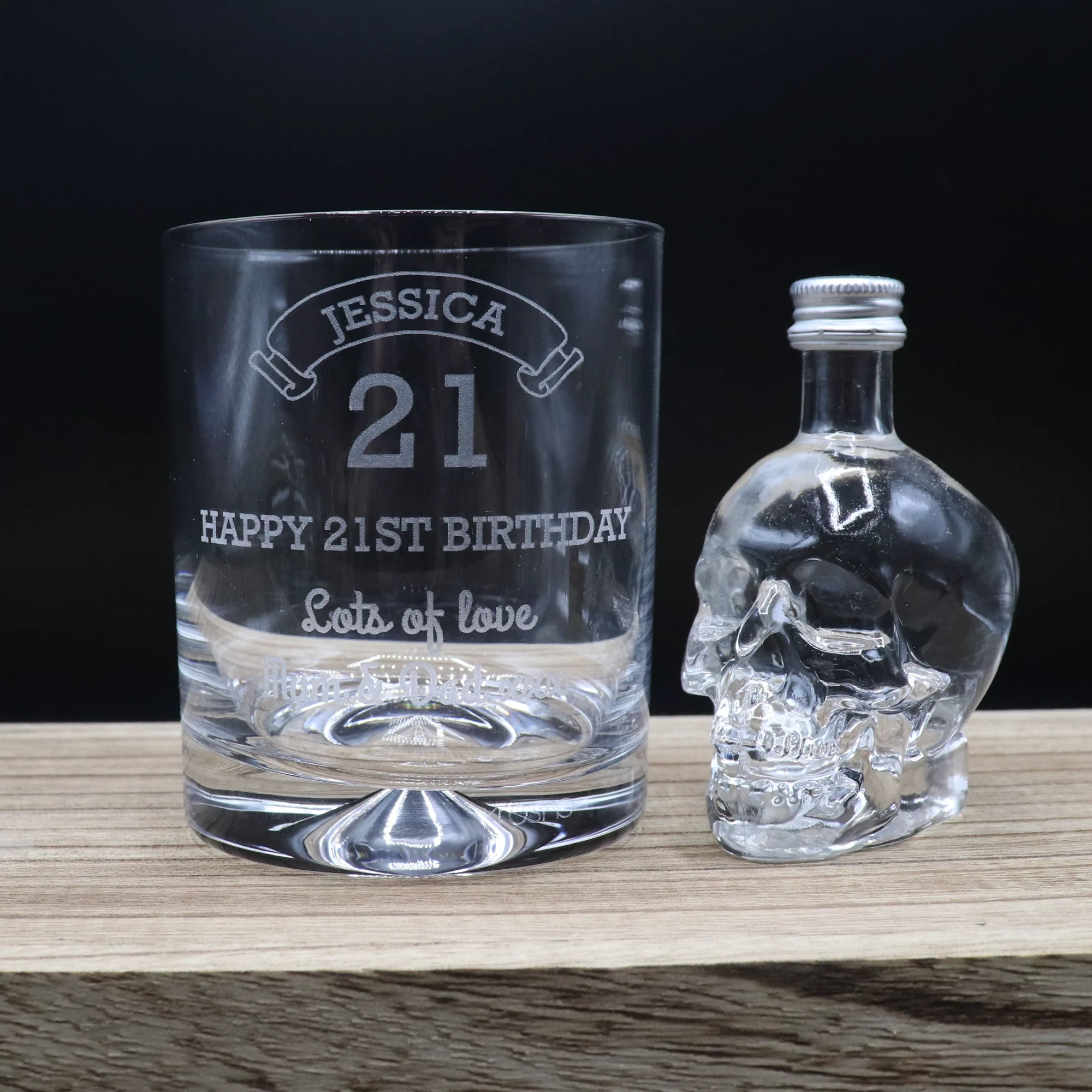 Personalised Birthday Age Glass Tumbler & Miniature Alcohol Gift Set - Image 2