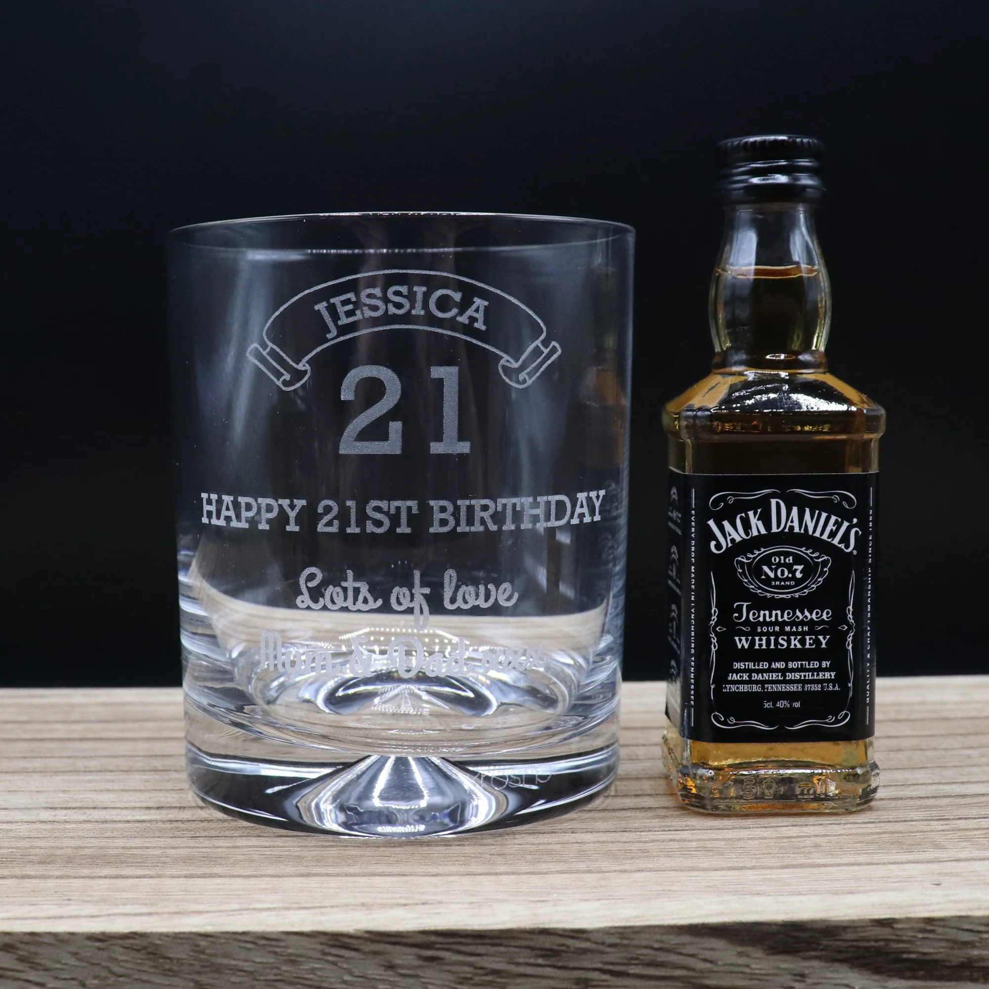 Personalised Birthday Age Glass Tumbler & Miniature Alcohol Gift Set - Image 3