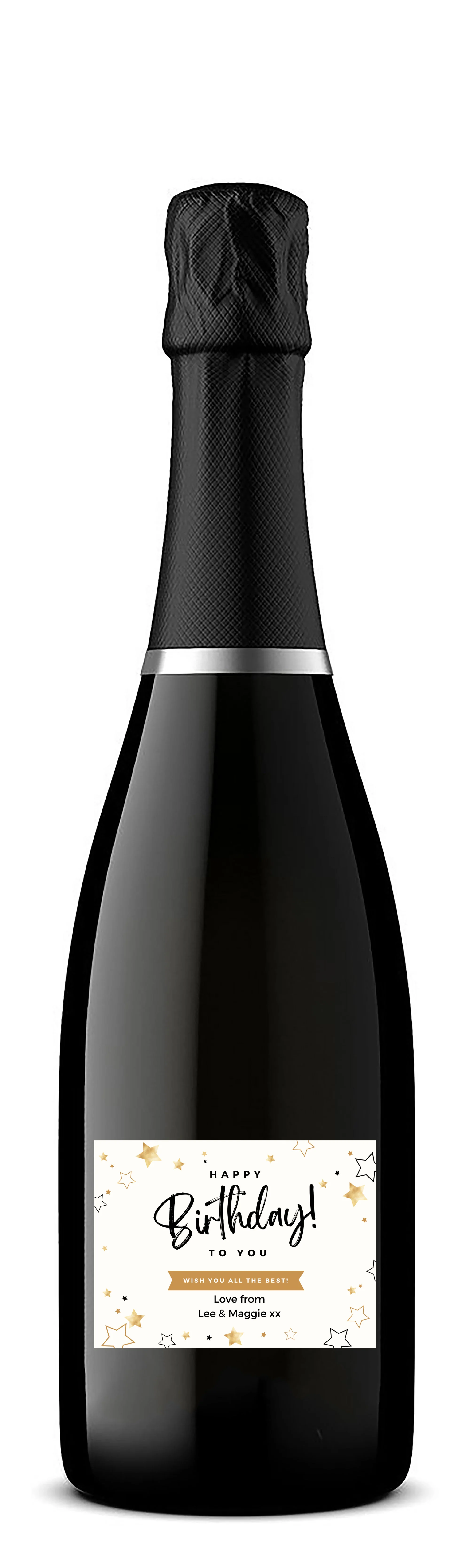 Personalised Prosecco Bottle Label - Birthday Stars Design - Image 3