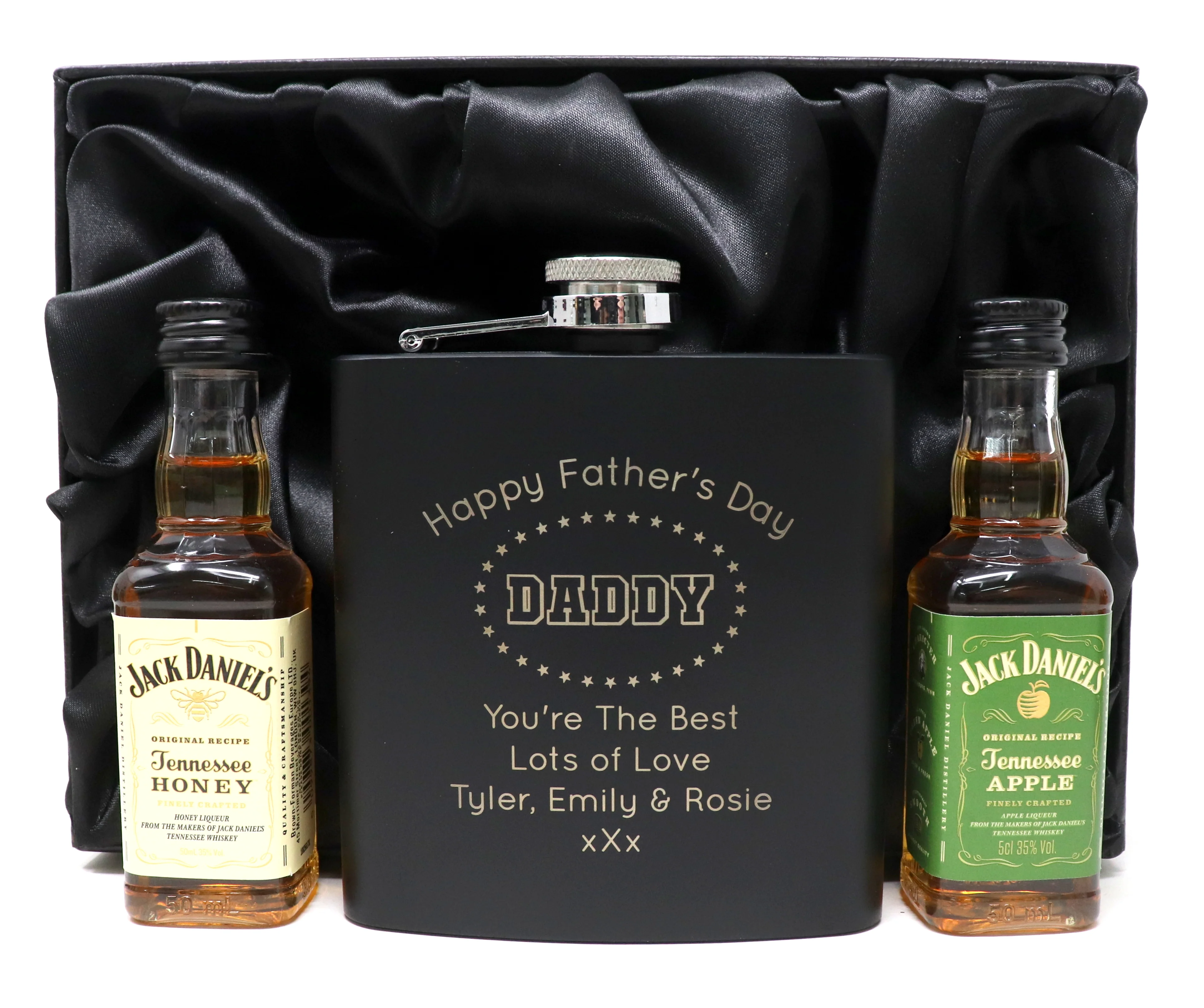 Personalised Black Hip Flask & Miniature - Father's Day Design - Image 10