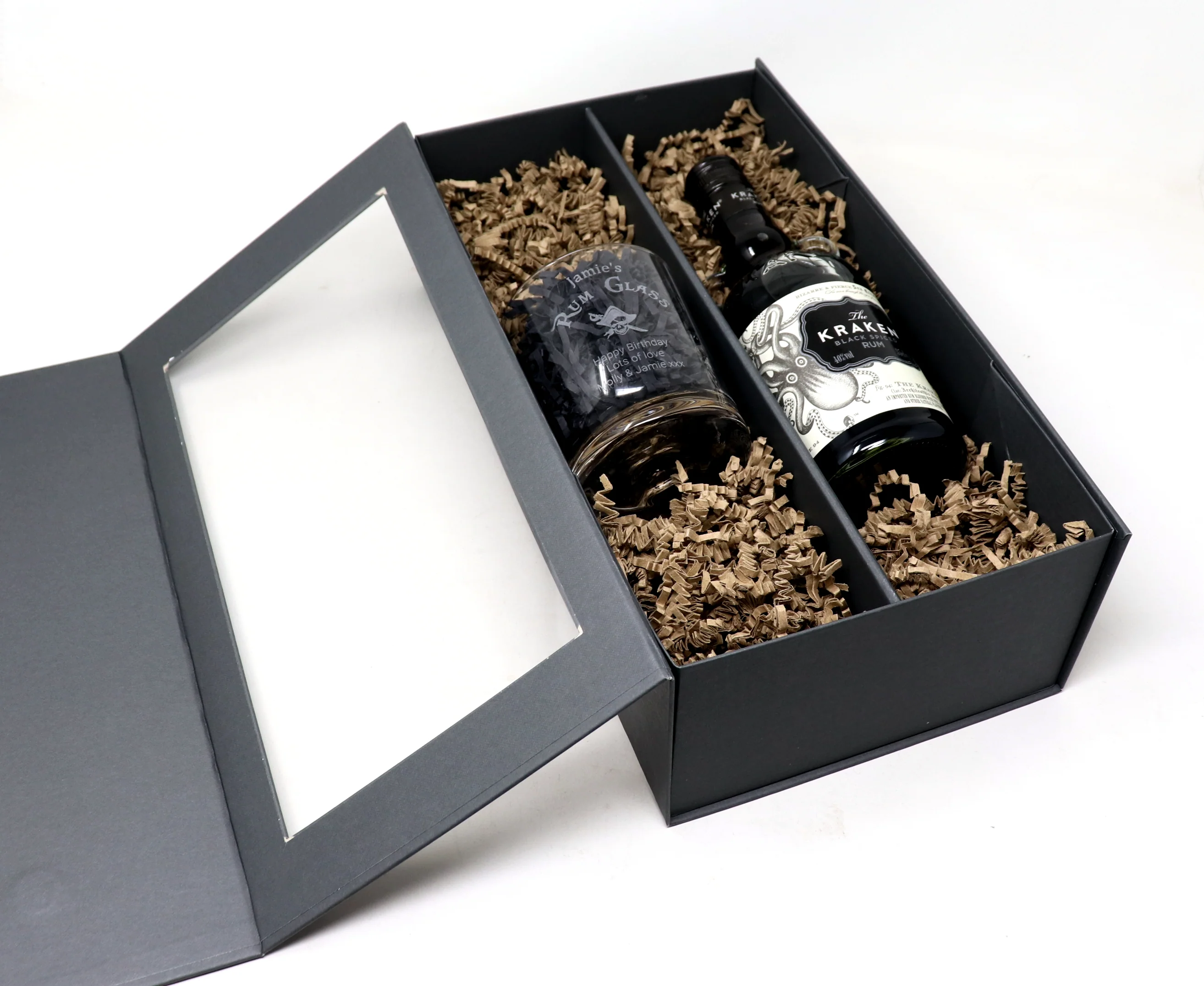 Personalised Rum Glass Tumbler & 35cl Bottle of Kraken Gift Set - Image 3