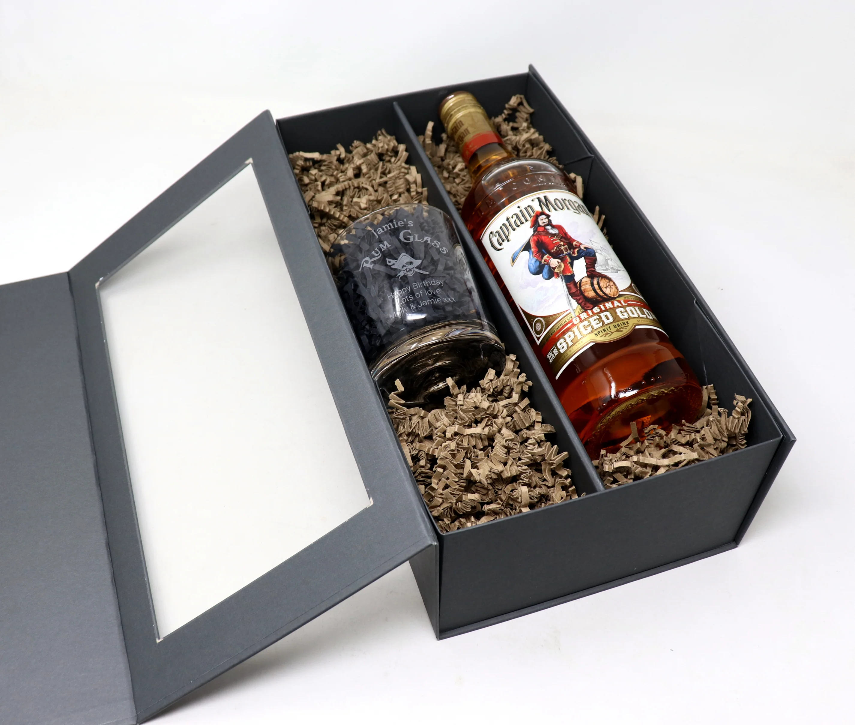 Personalised Rum Glass Tumbler & 70cl Captain Morgan Rum Gift Set - Image 3