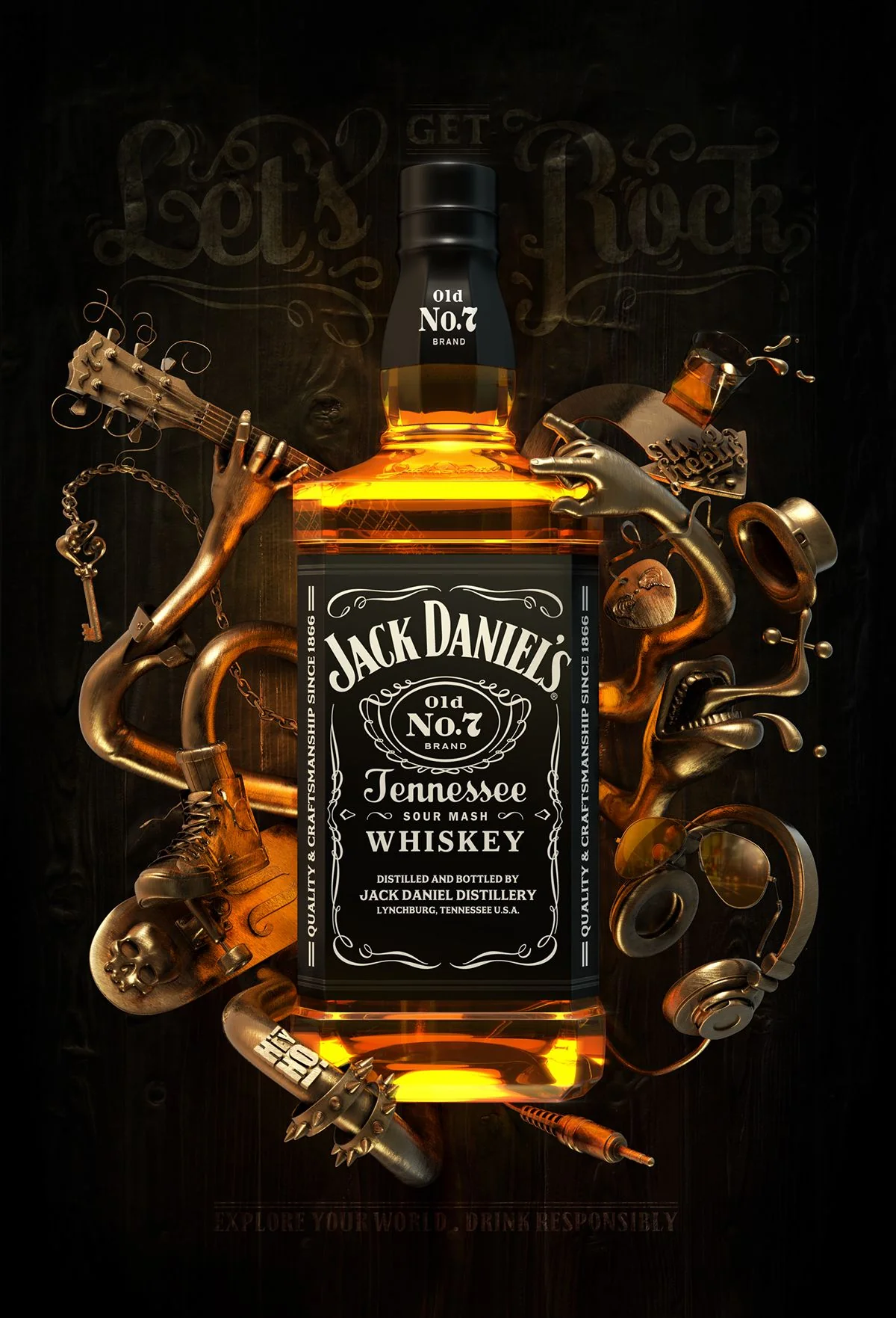 Personalised Glass Tumbler & 70cl Jack Daniels - Jack Daniels Design - Image 4