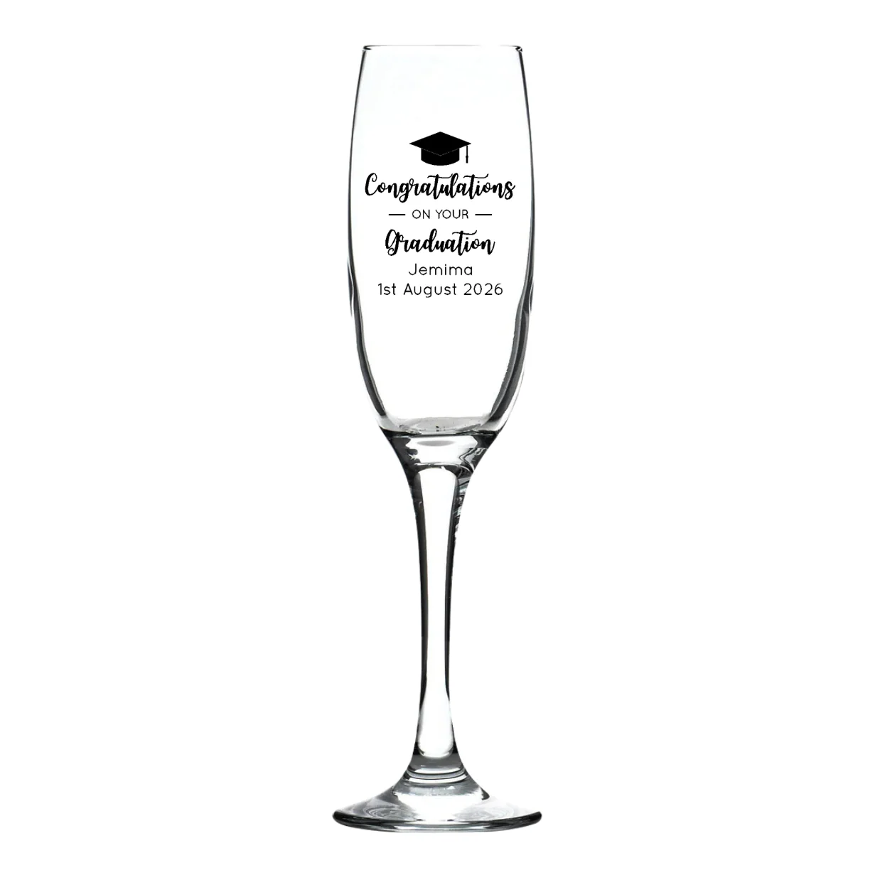 Personalised Fusion Champagne Flute Glass - New Graduation Design