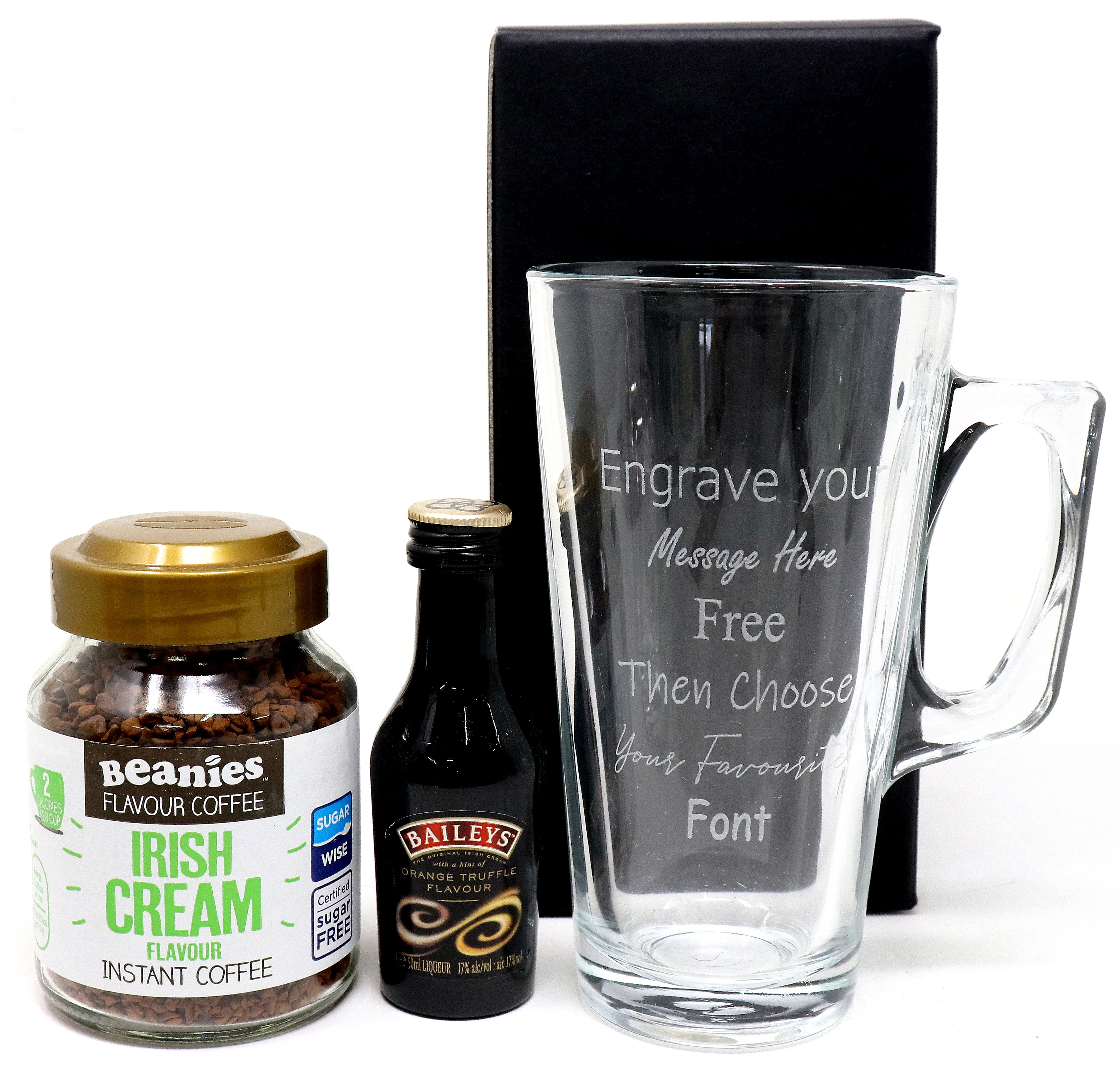 Personalised Coffee Glass with Irish Cream Coffee & Baileys - Image 3