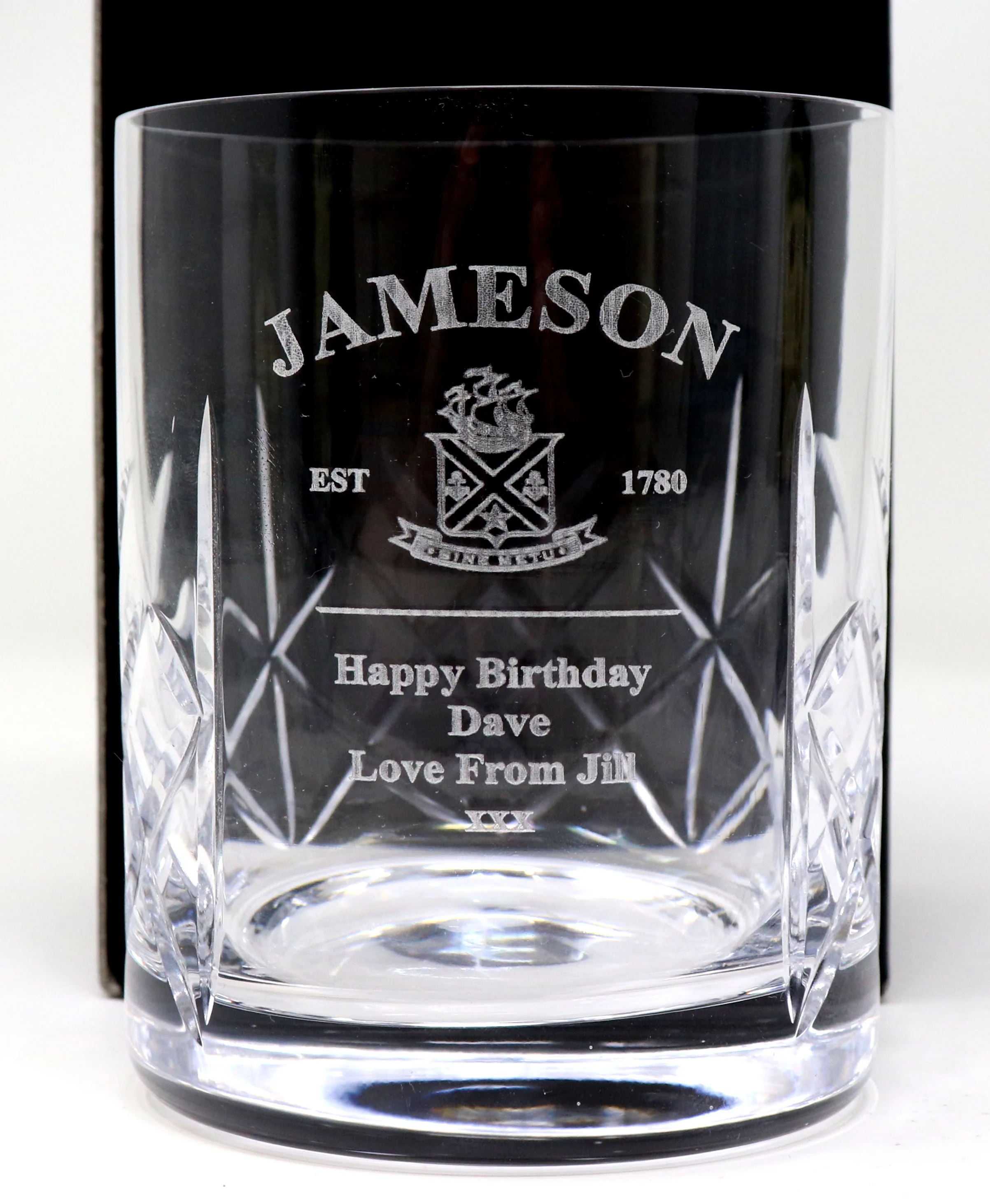 Personalised Crystal Glass Tumbler & 35cl Jameson Irish Whiskey - Label Design - Image 2