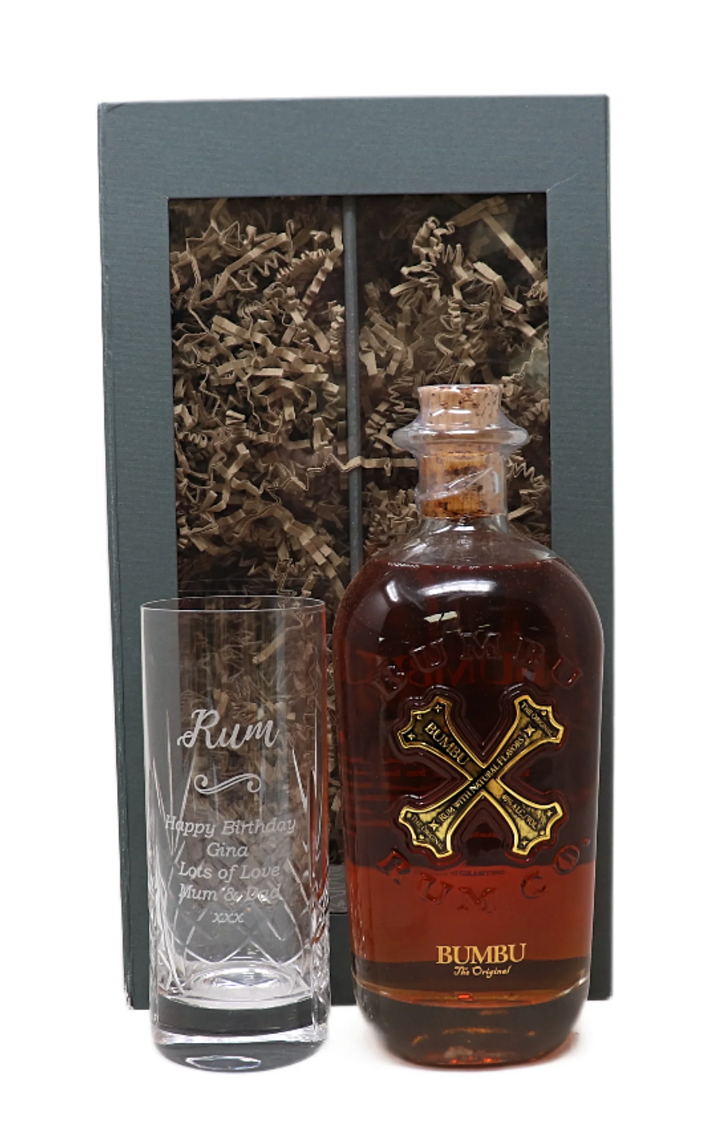 Personalised Crystal Highball Glass & Bottle -  Rum Design - Image 10