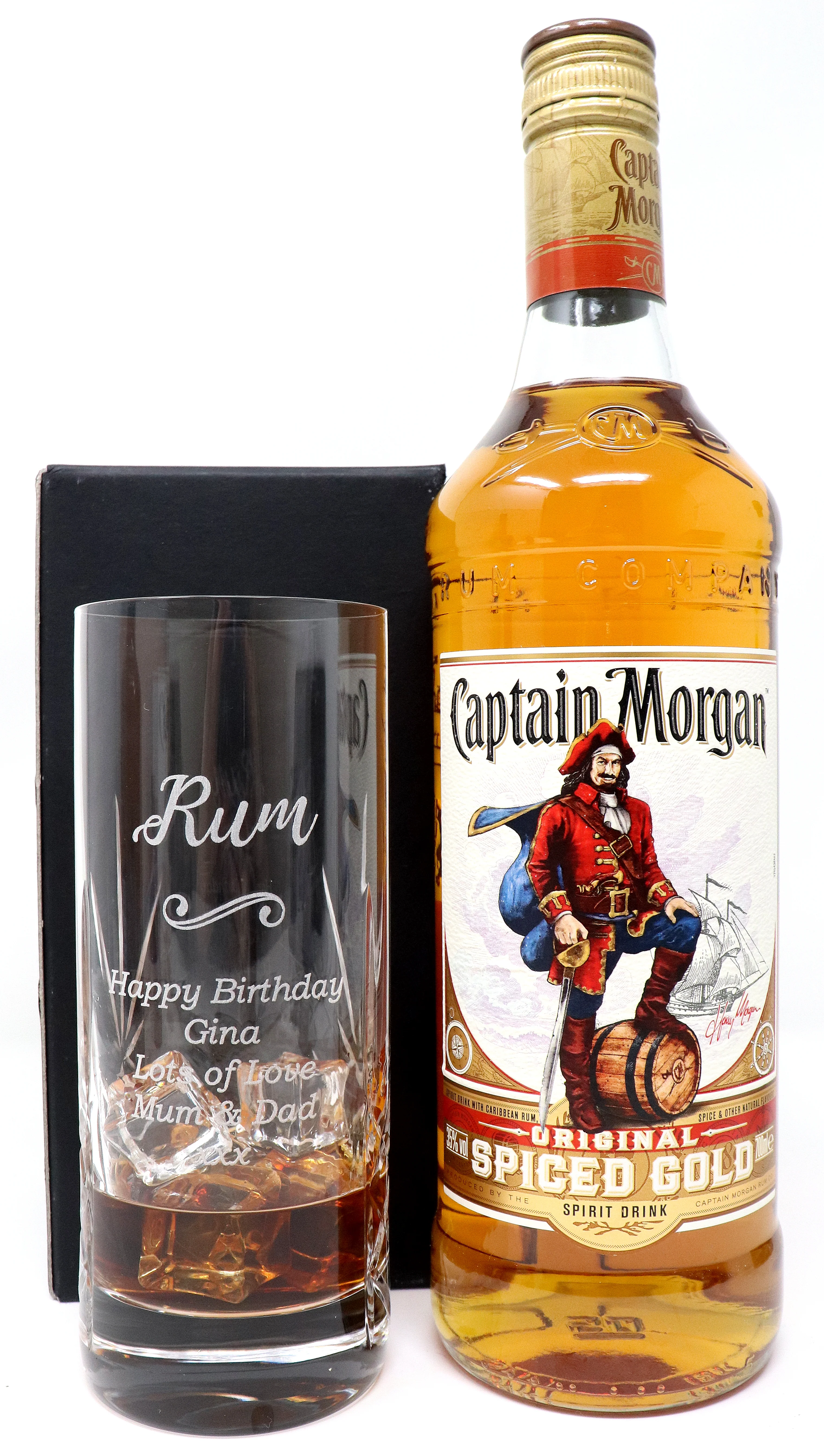 Personalised Crystal Highball Glass & Bottle -  Rum Design - Image 2