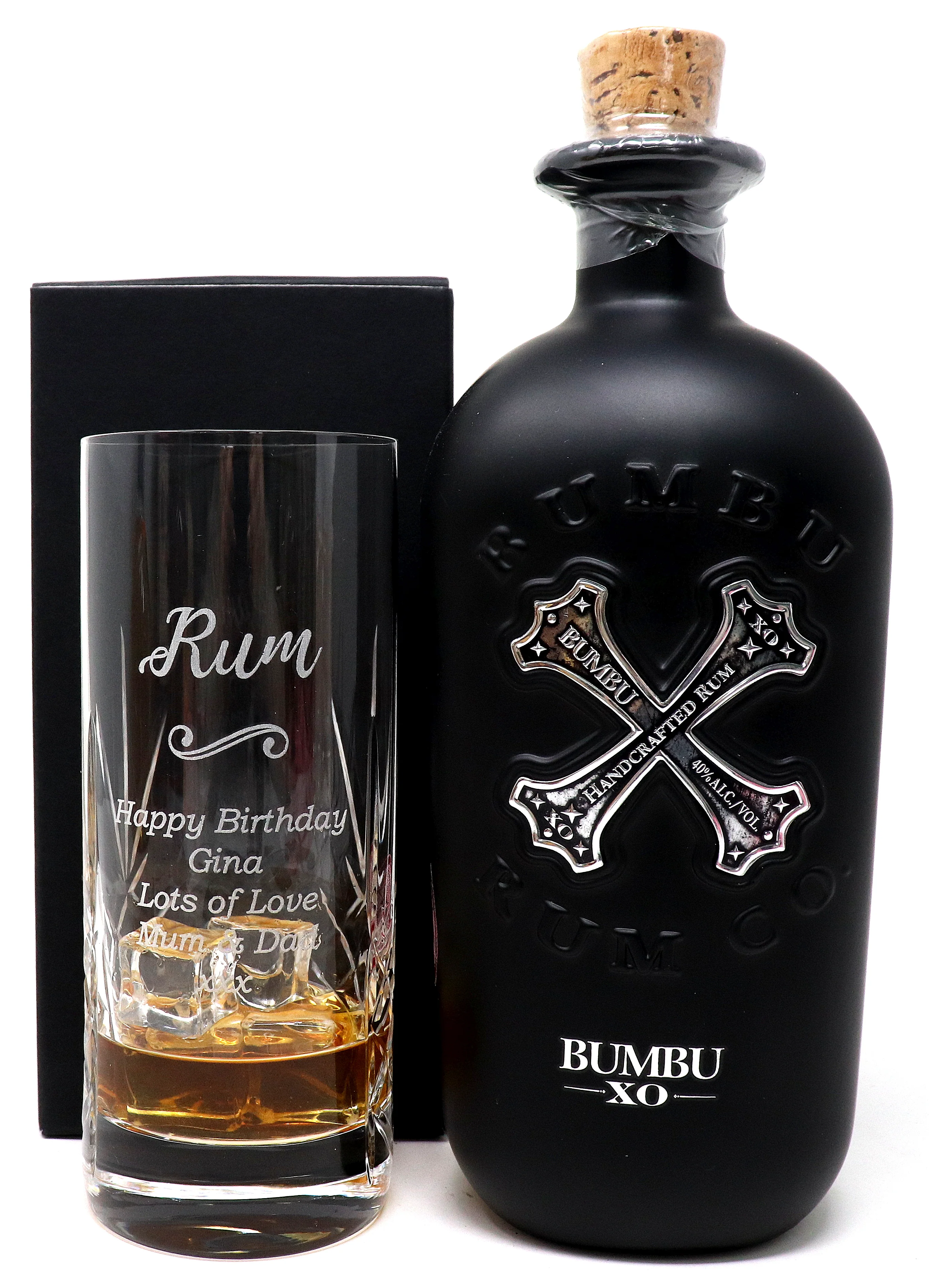 Personalised Crystal Highball Glass & Bottle -  Rum Design - Image 3