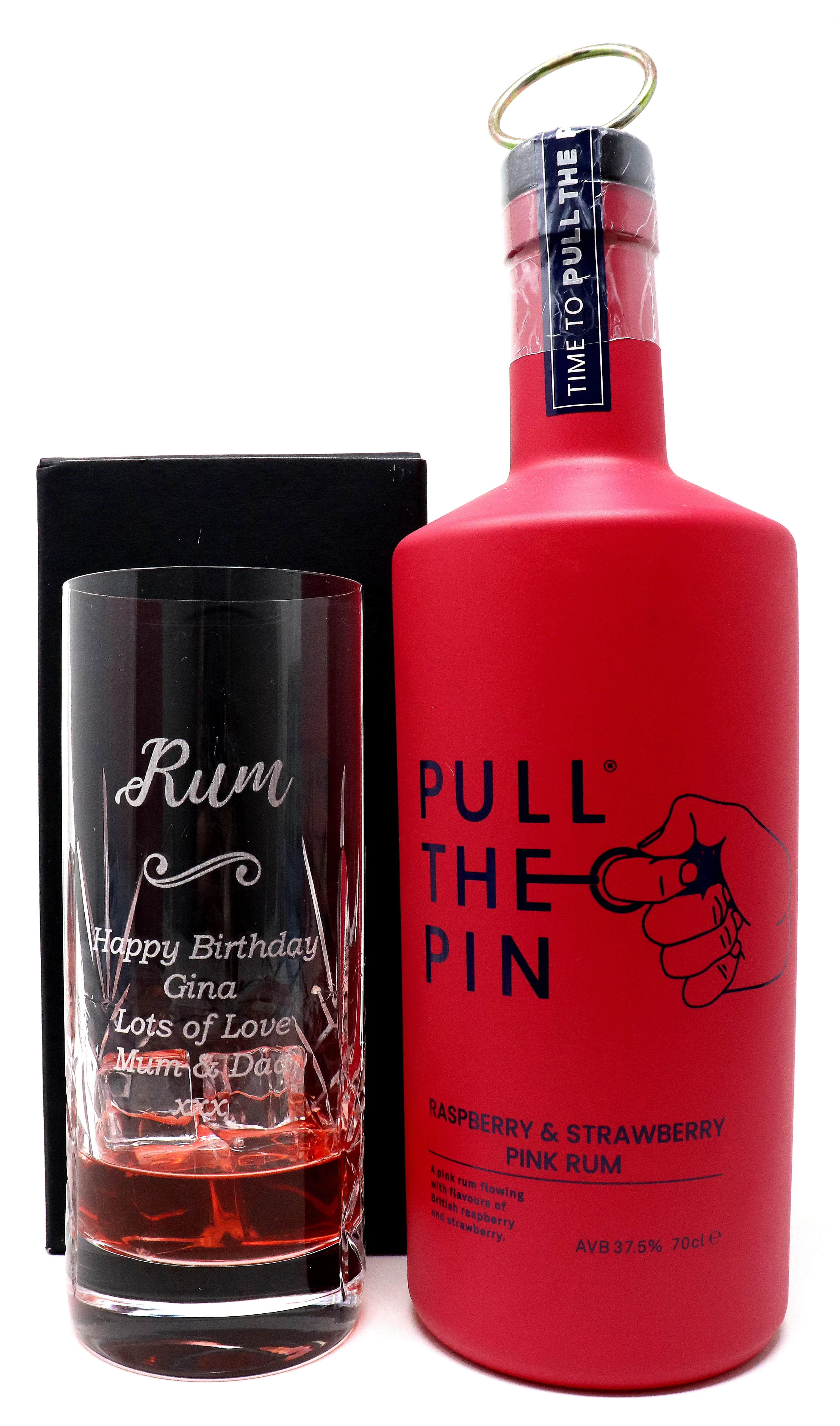 Personalised Crystal Highball Glass & Bottle -  Rum Design - Image 4