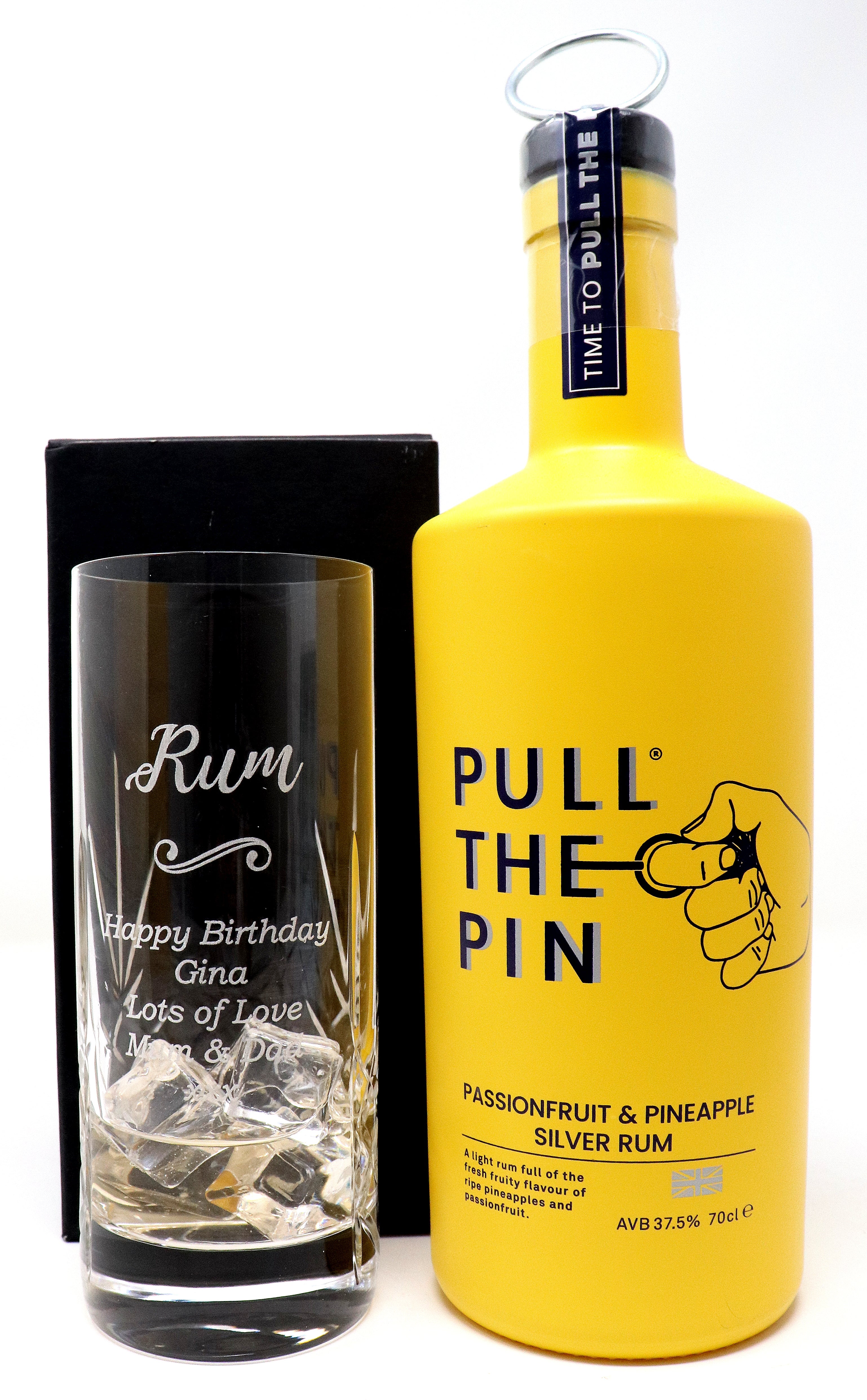 Personalised Crystal Highball Glass & Bottle -  Rum Design - Image 5