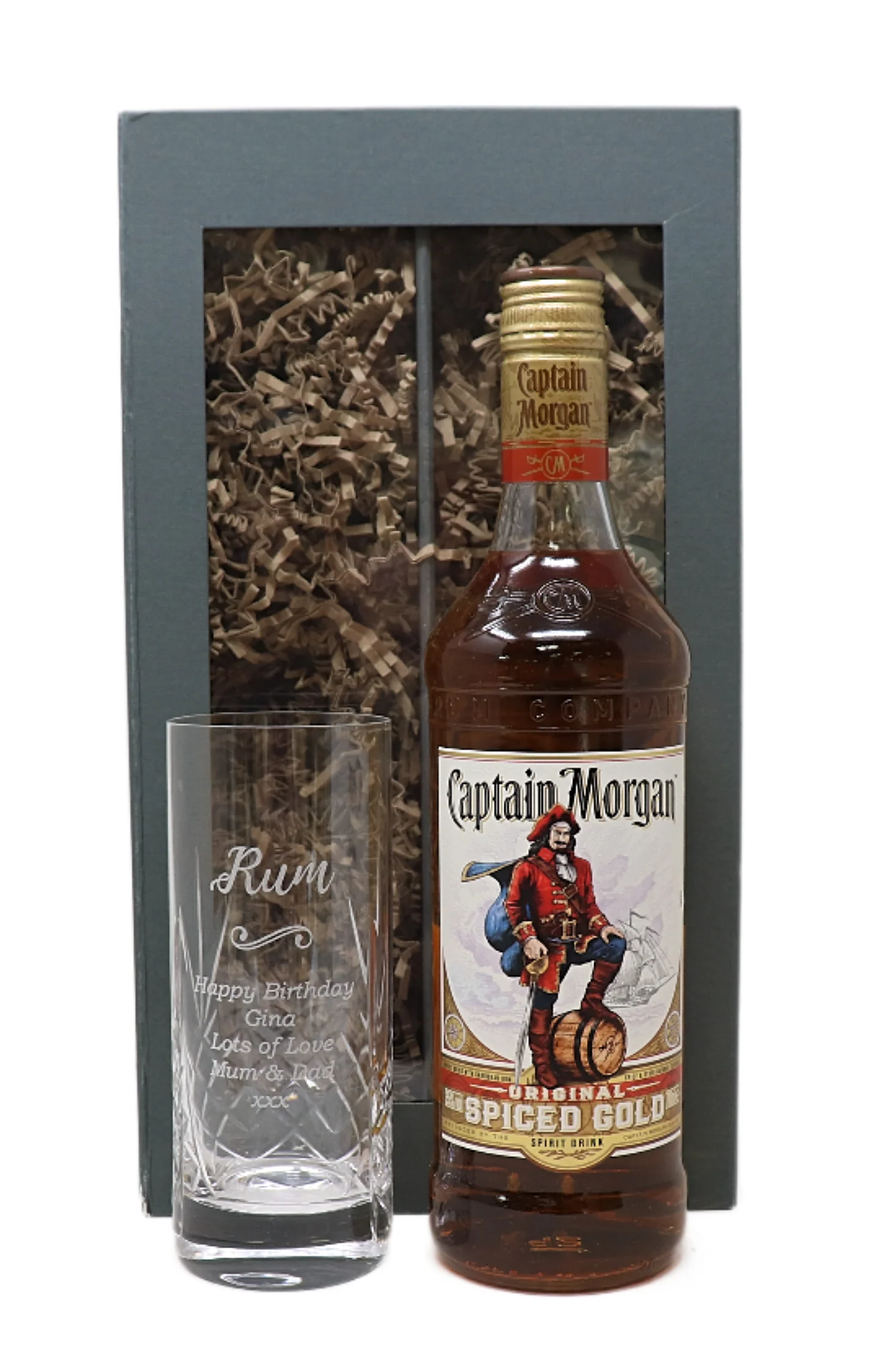 Personalised Crystal Highball Glass & Bottle -  Rum Design - Image 8
