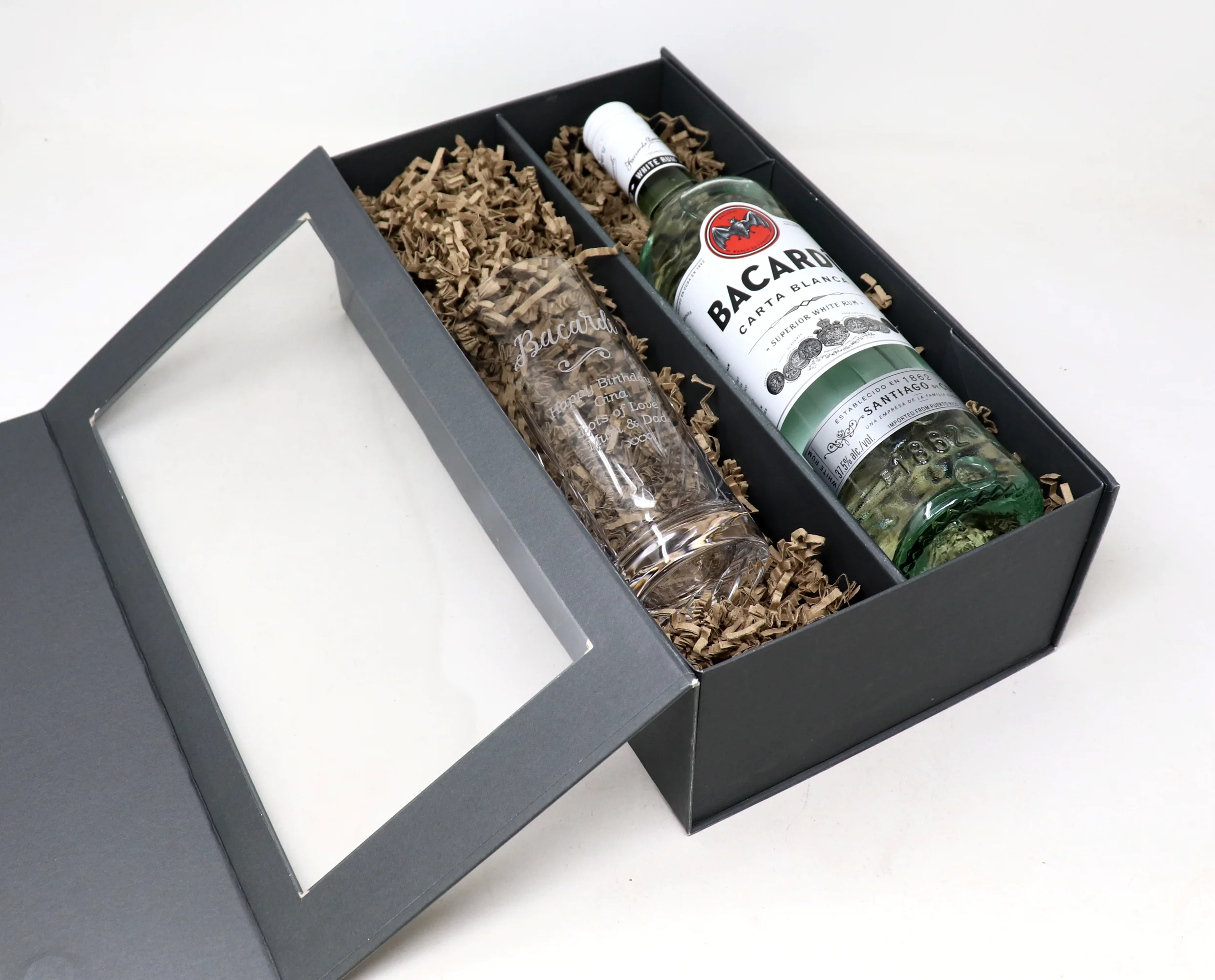 Personalised Crystal Highball Glass & Bacardi - Bacardi Design - Image 4