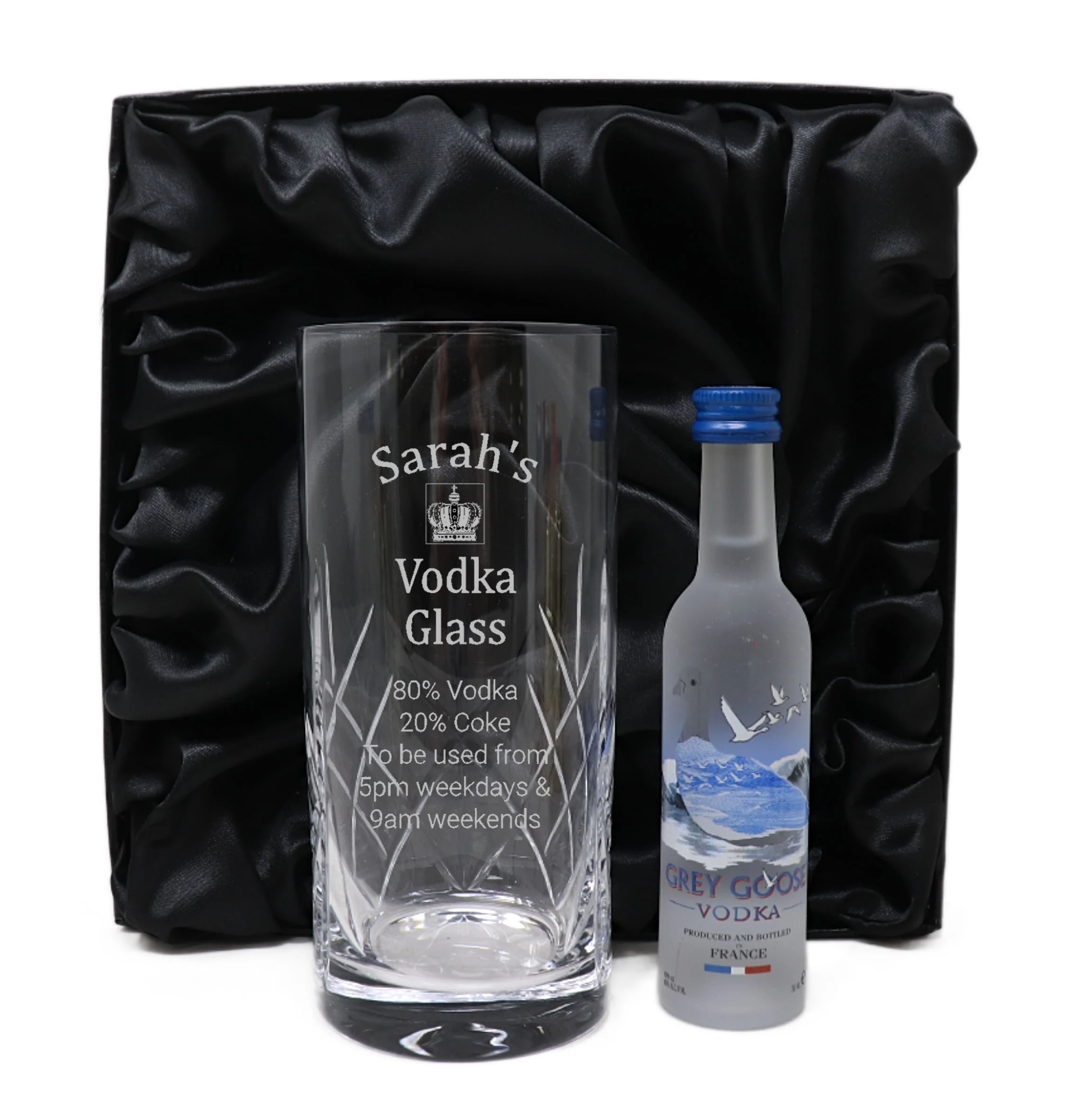 Personalised Crystal Highball Glass & Miniature - Vodka % Design - Image 3