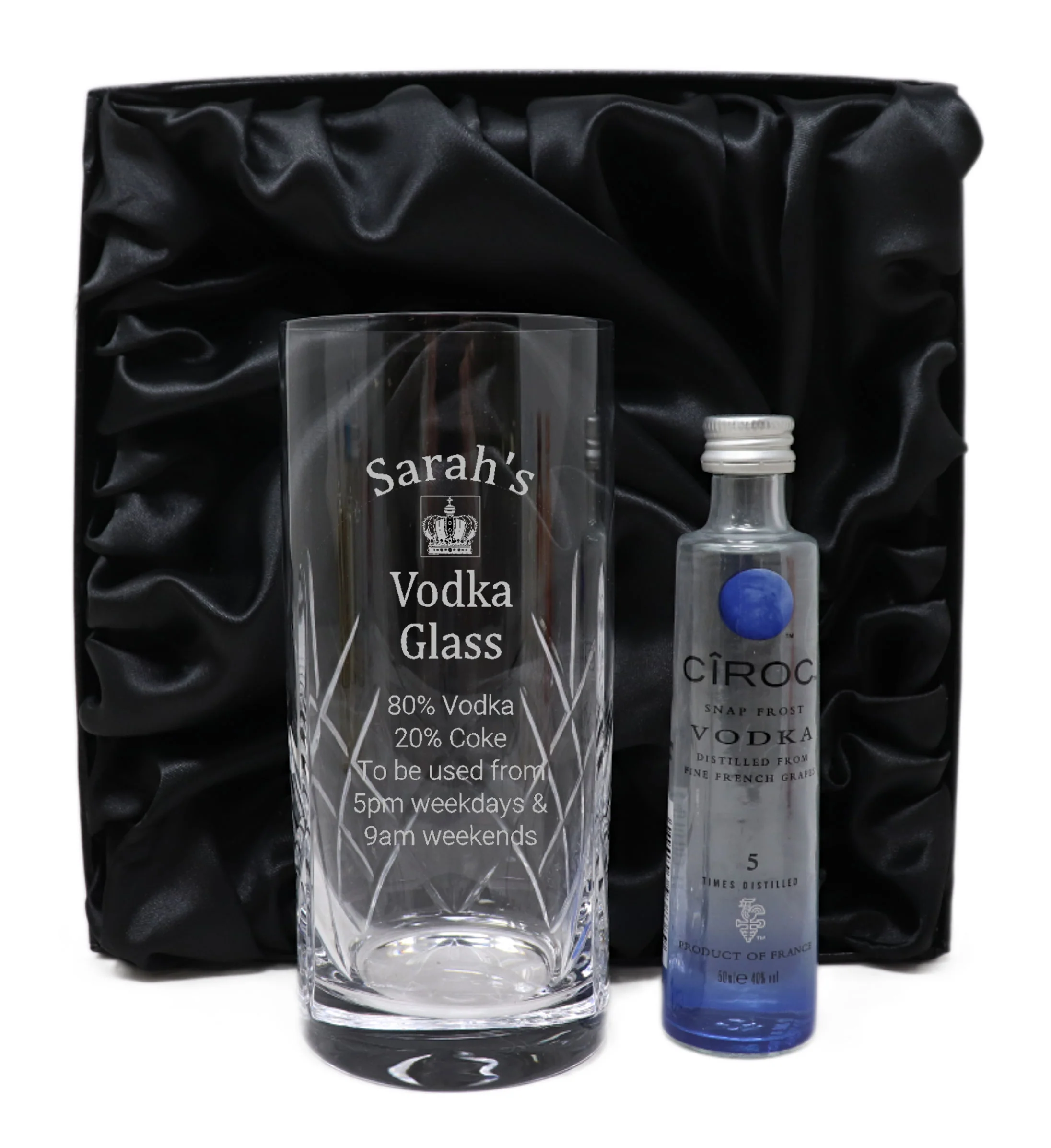 Personalised Crystal Highball Glass & Miniature - Vodka % Design - Image 5