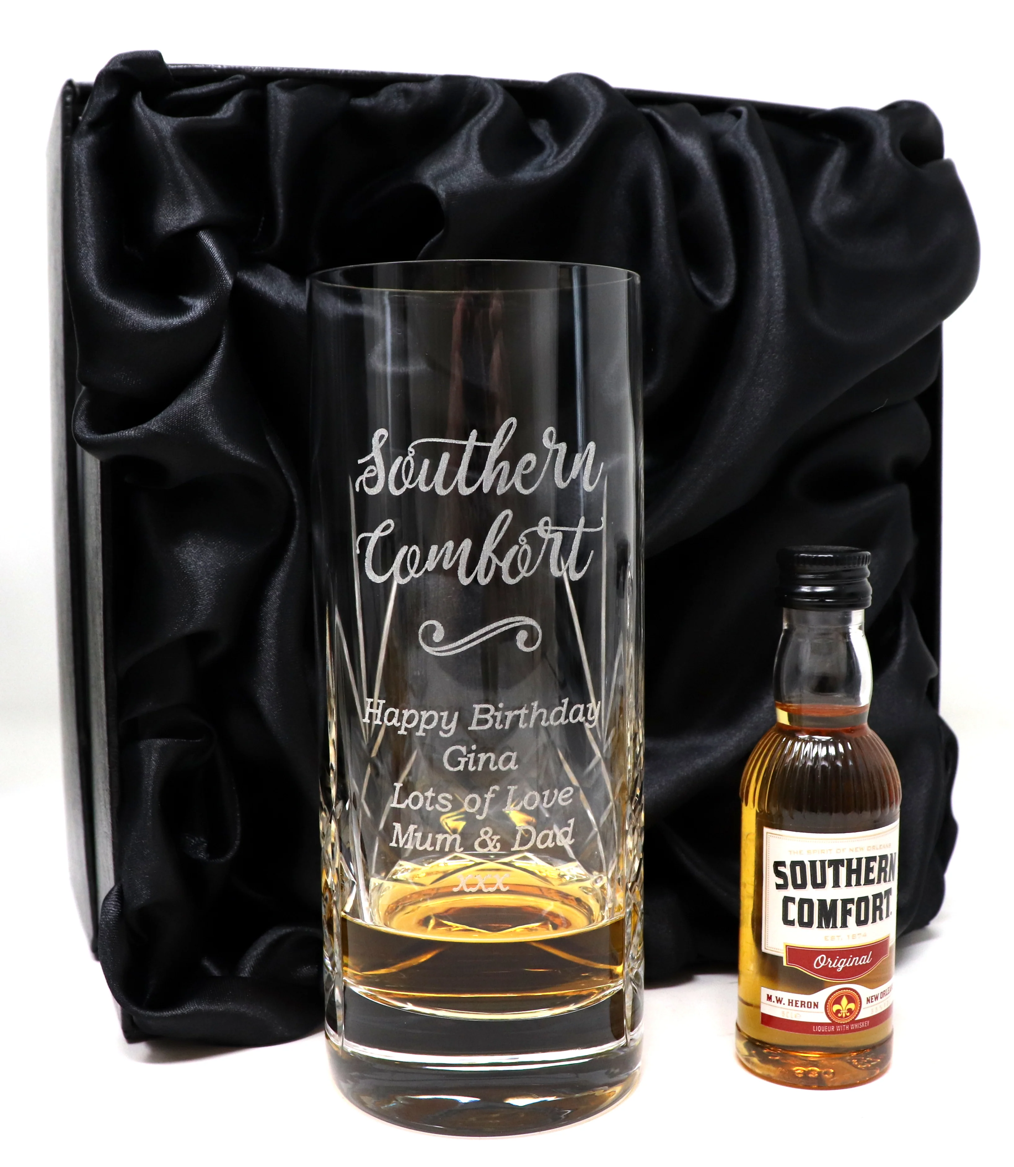 Personalised Crystal Highball Glass & Miniature - Southern Comfort Design - Image 2