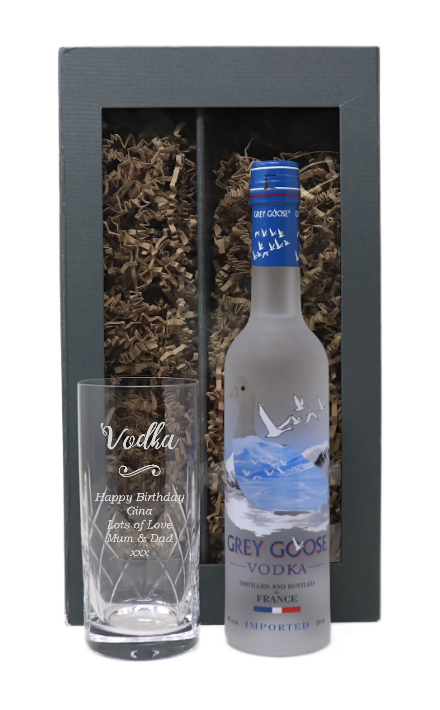 Personalised Crystal Highball Vodka Glass & Grey Goose - Vodka Design - Image 2