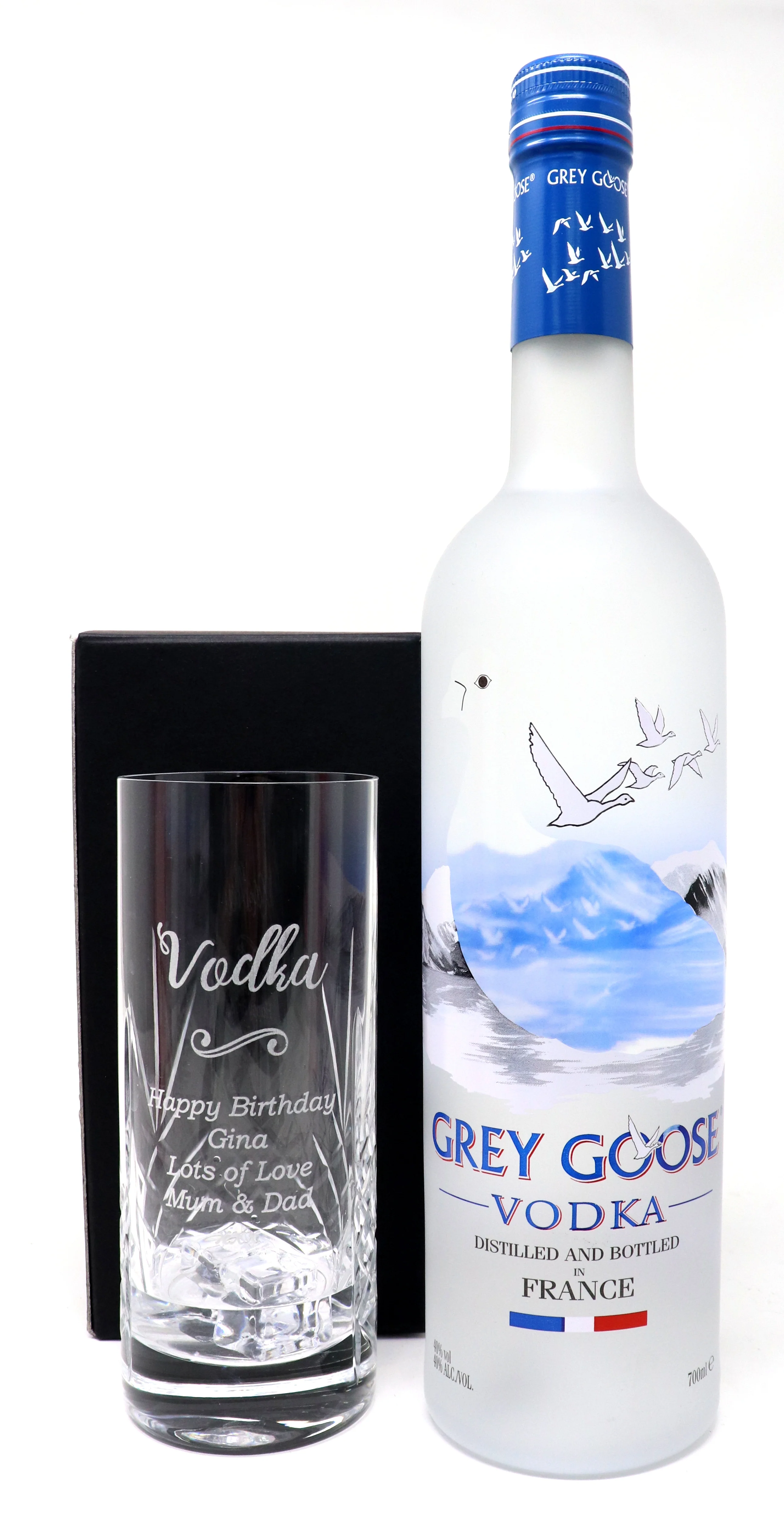Personalised Crystal Highball Vodka Glass & Grey Goose - Vodka Design - Image 4