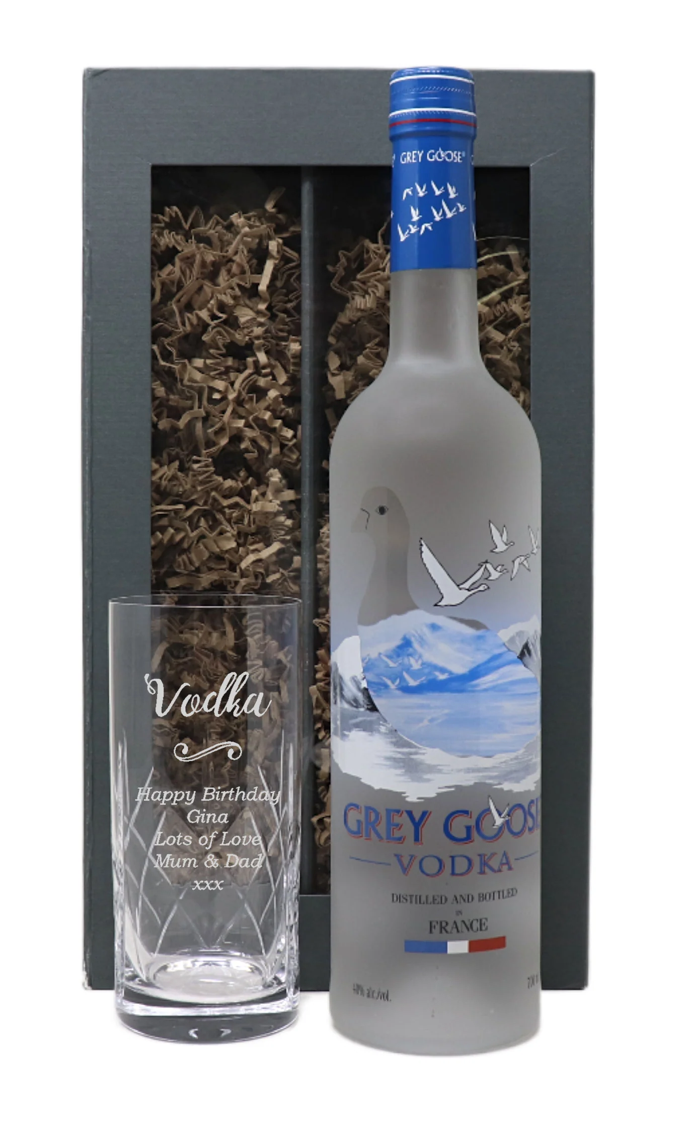 Personalised Crystal Highball Vodka Glass & Grey Goose - Vodka Design - Image 5