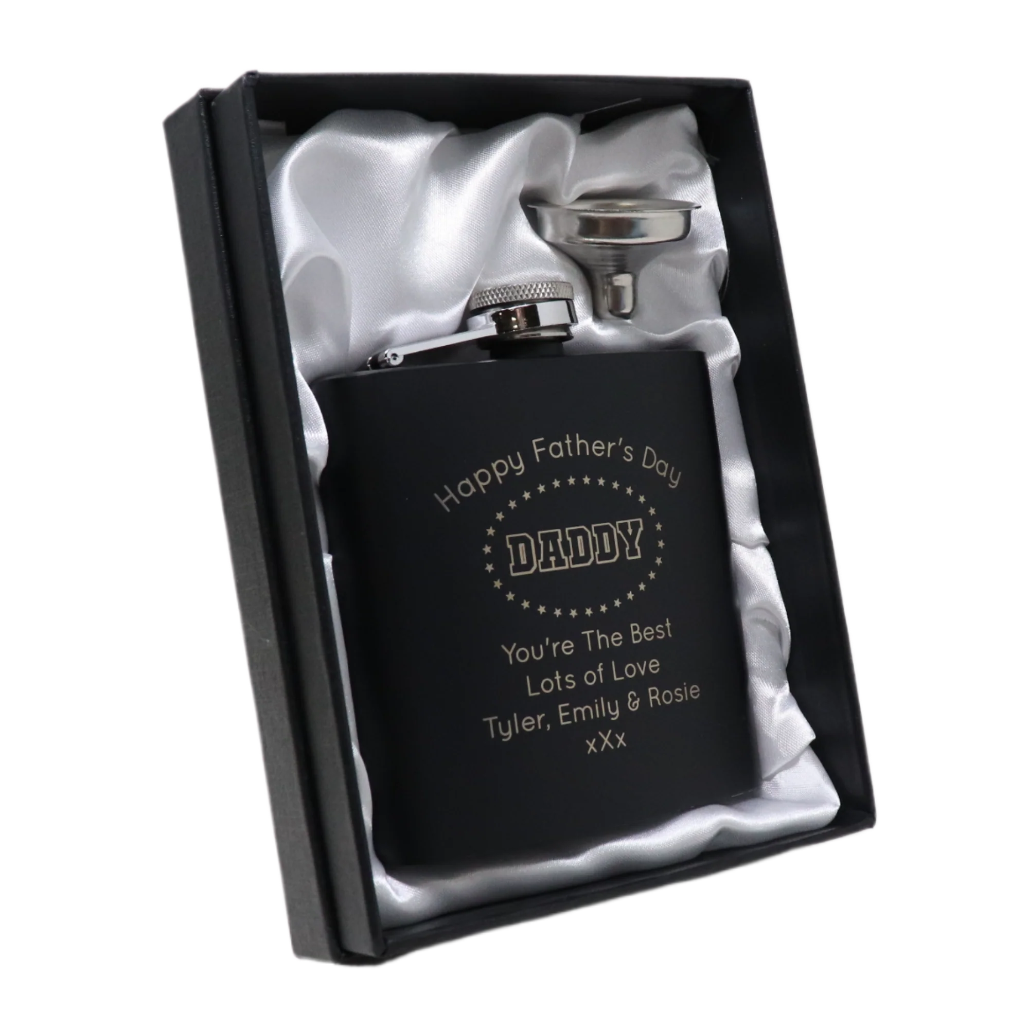 Personalised Black Hip Flask - Father's Day Design - Image 2