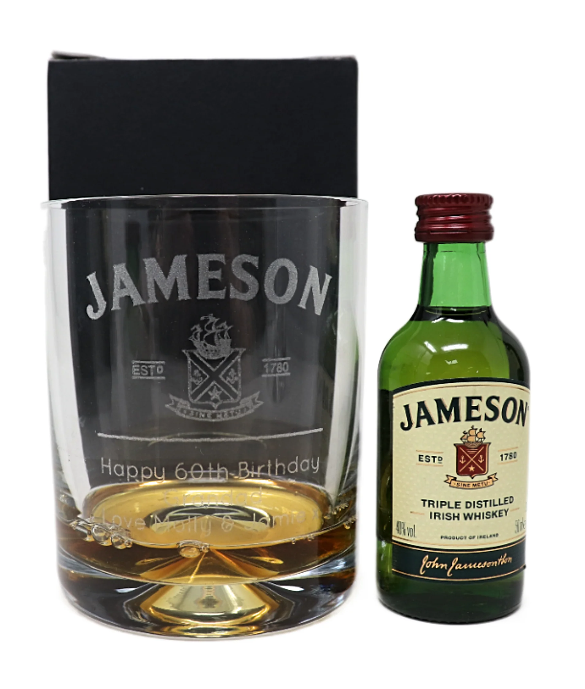 Personalised Glass Tumbler & Miniature - Jameson Label Design - Image 2