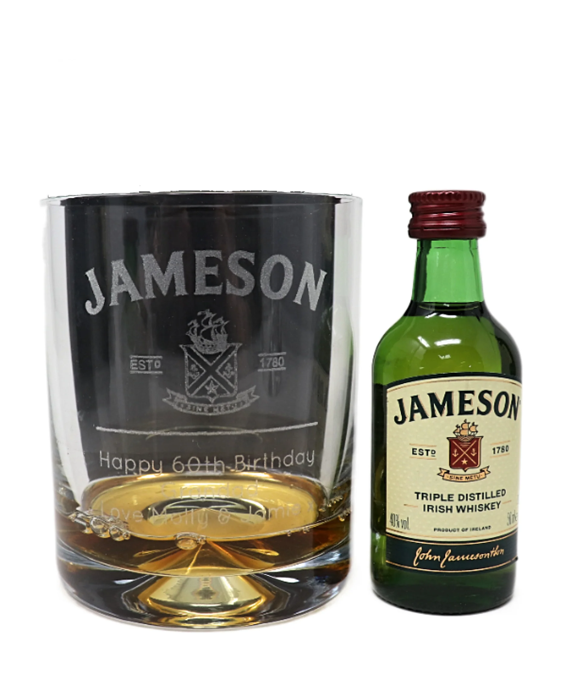 Personalised Glass Tumbler & Miniature - Jameson Label Design - Image 5