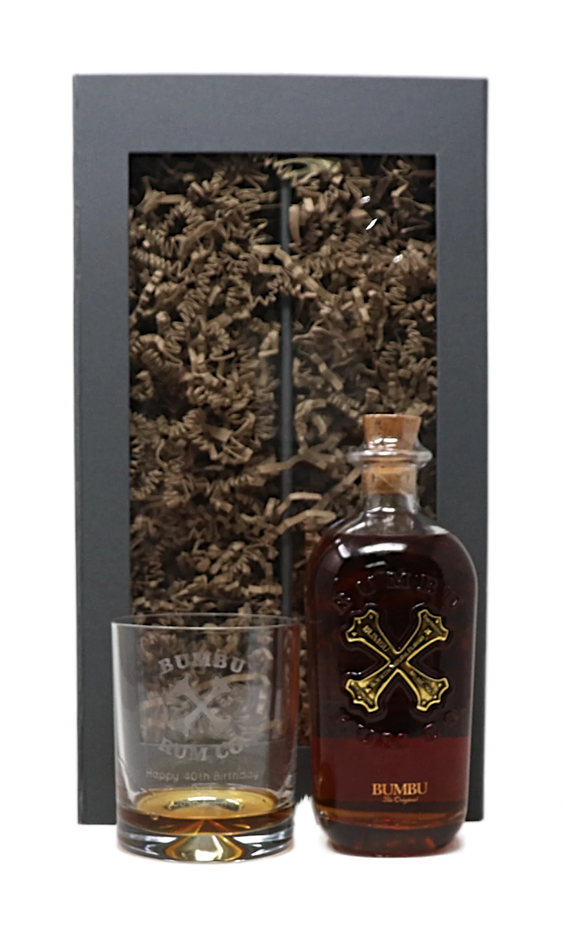 Personalised Glass Tumbler & 35cl Rum - Bumbu Design - Image 2